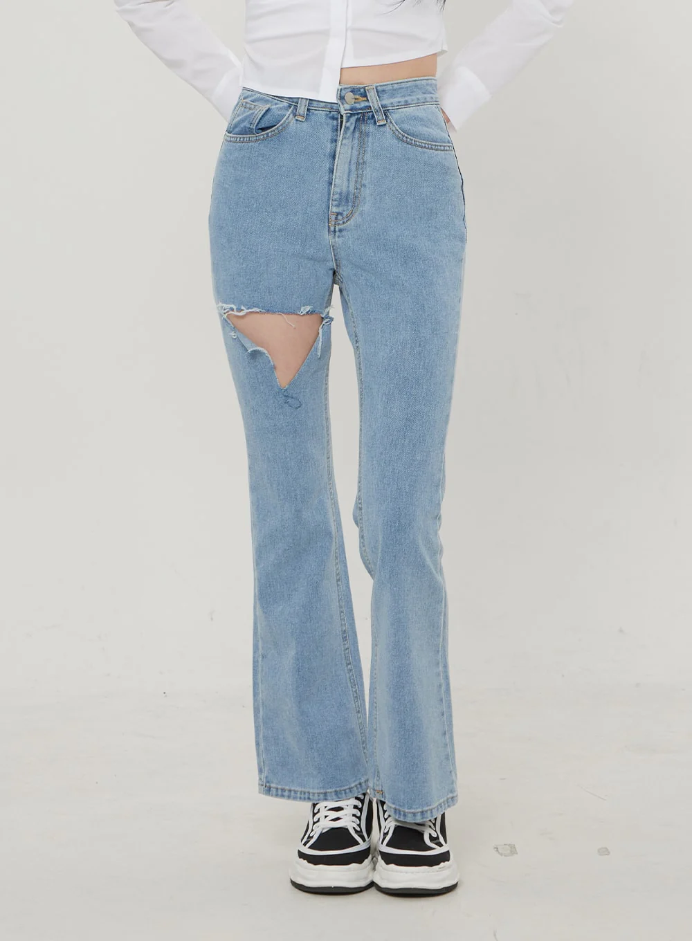Ripped Bootcut Jeans BF306 - Image 3