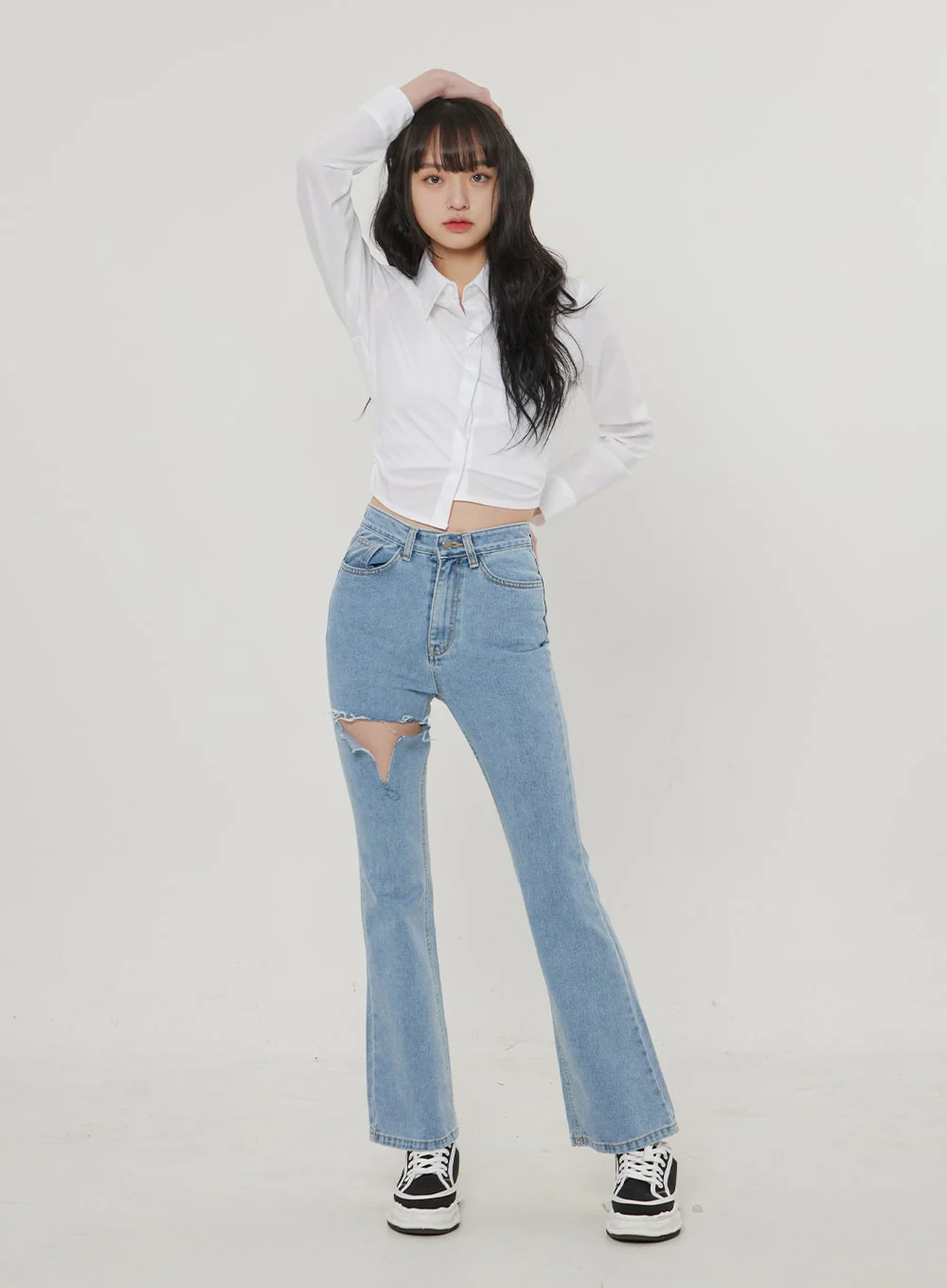 Ripped Bootcut Jeans BF306 - Image 4