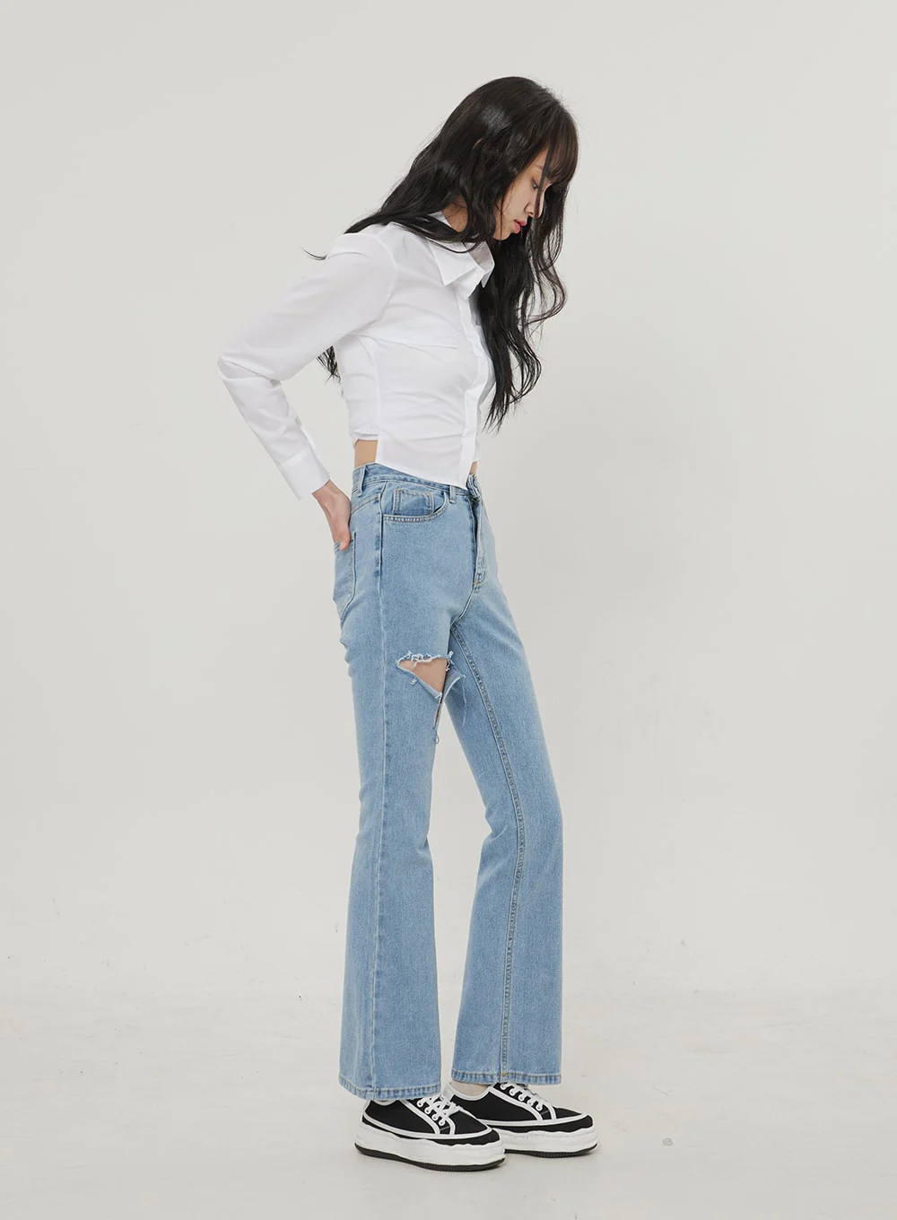 Ripped Bootcut Jeans BF306 - Image 5
