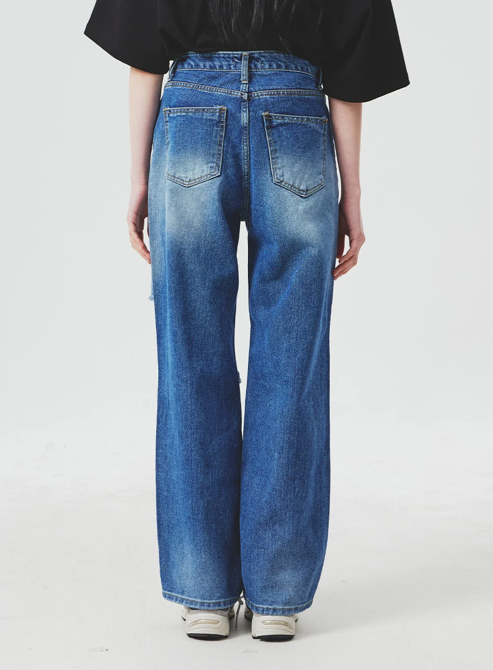 Ripped Knee Blue Jeans BA307 - Image 9