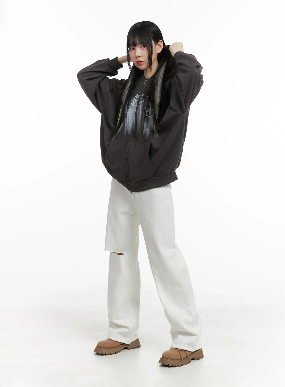 Ripped Knee Cotton Pants OM426 - Image 2