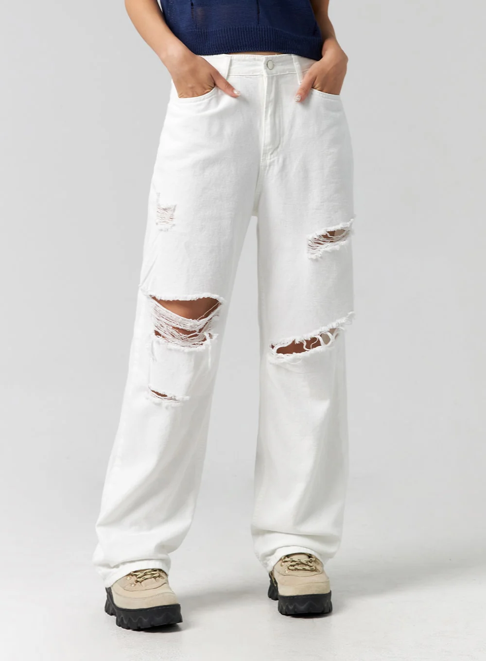 Ripped Wide Fit Cotton Pants CG310 - Image 5