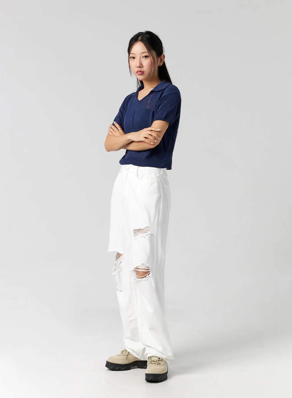 Ripped Wide Fit Cotton Pants CG310 - Image 8
