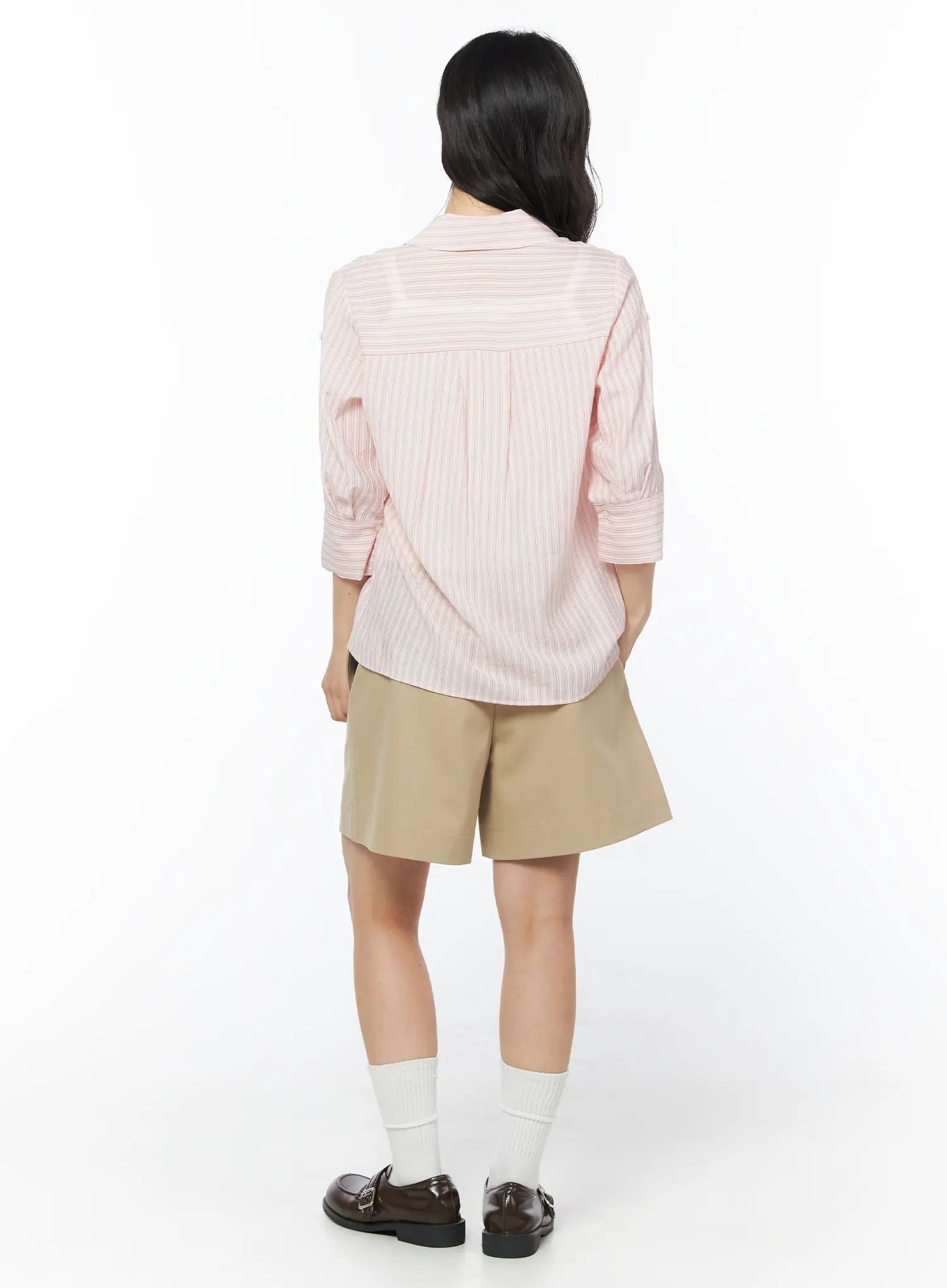 Roll-Up Sleeve Stripe Blouse CY522 - Image 5