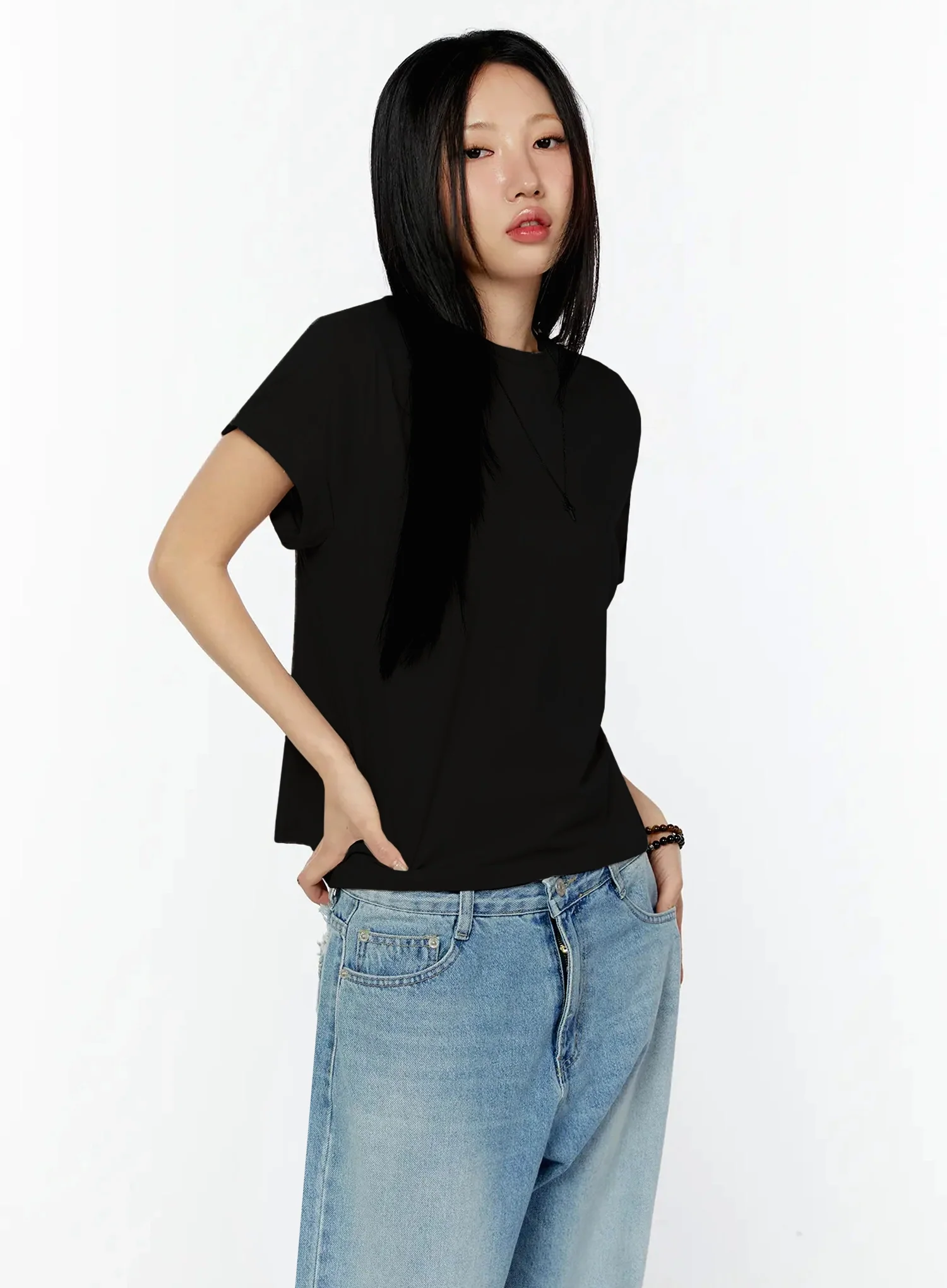 Rolled Cuff Loose Tee IU524 - Image 13