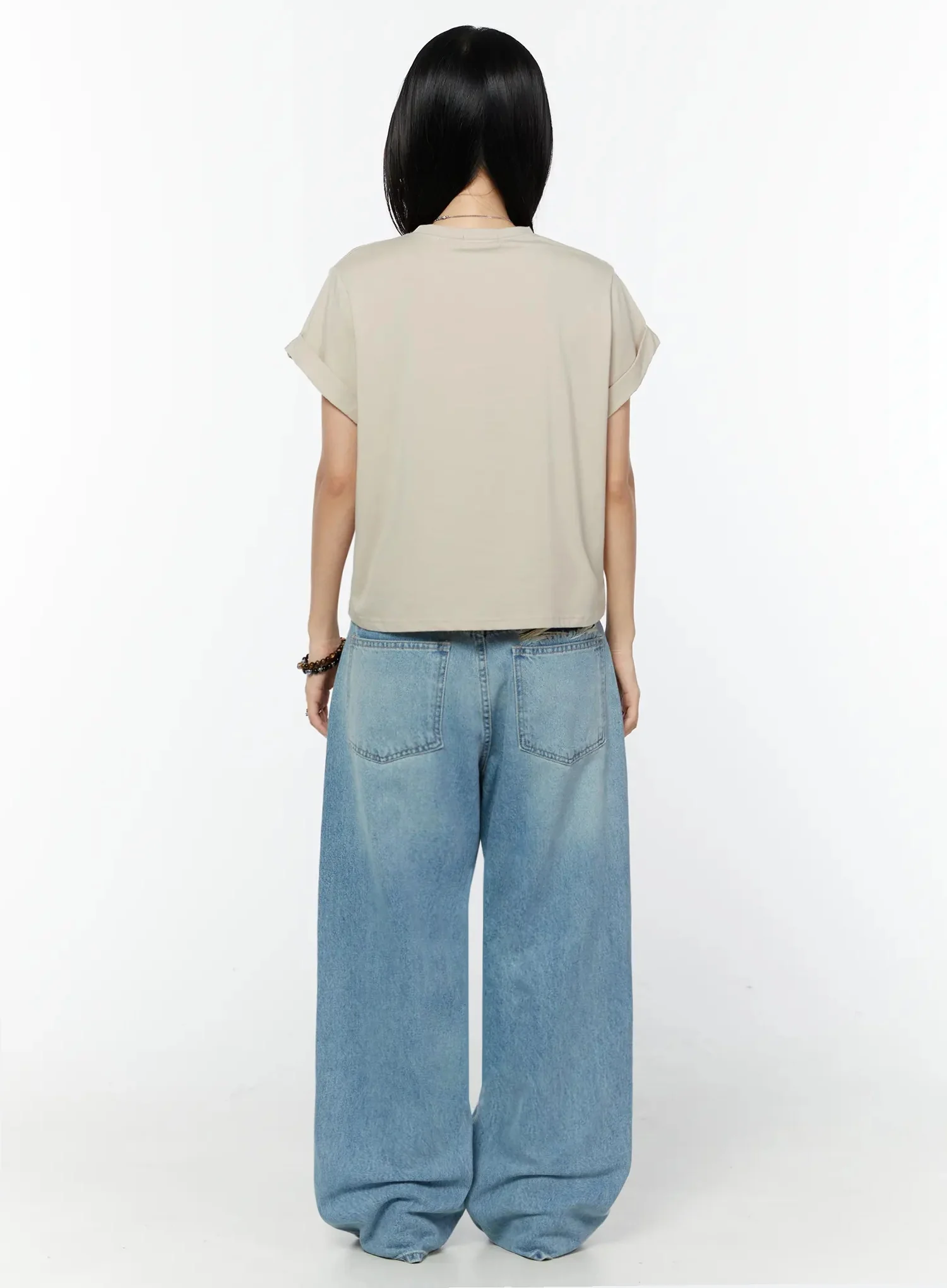 Rolled Cuff Loose Tee IU524 - Image 9