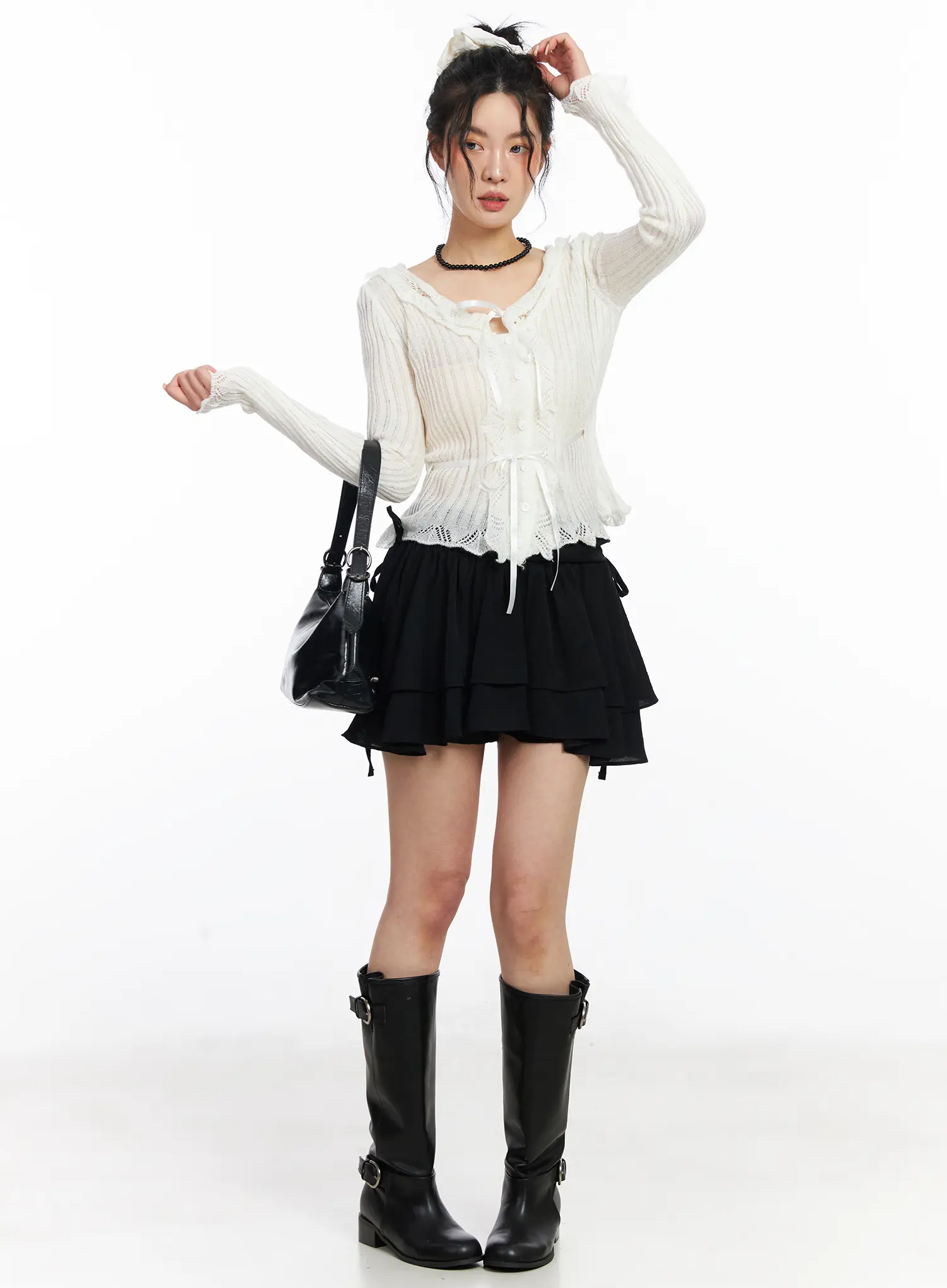 Romantic Frill Ribbon Knit Cardigan CJ523 - Image 12