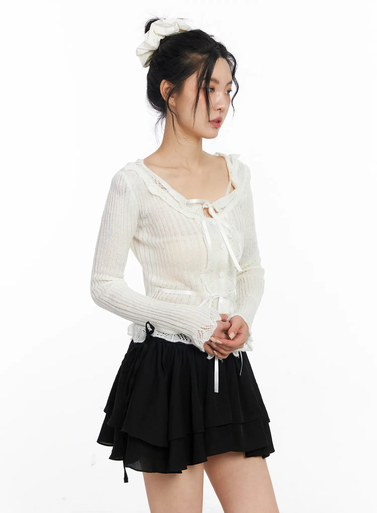 Romantic Frill Ribbon Knit Cardigan CJ523 - Image 14