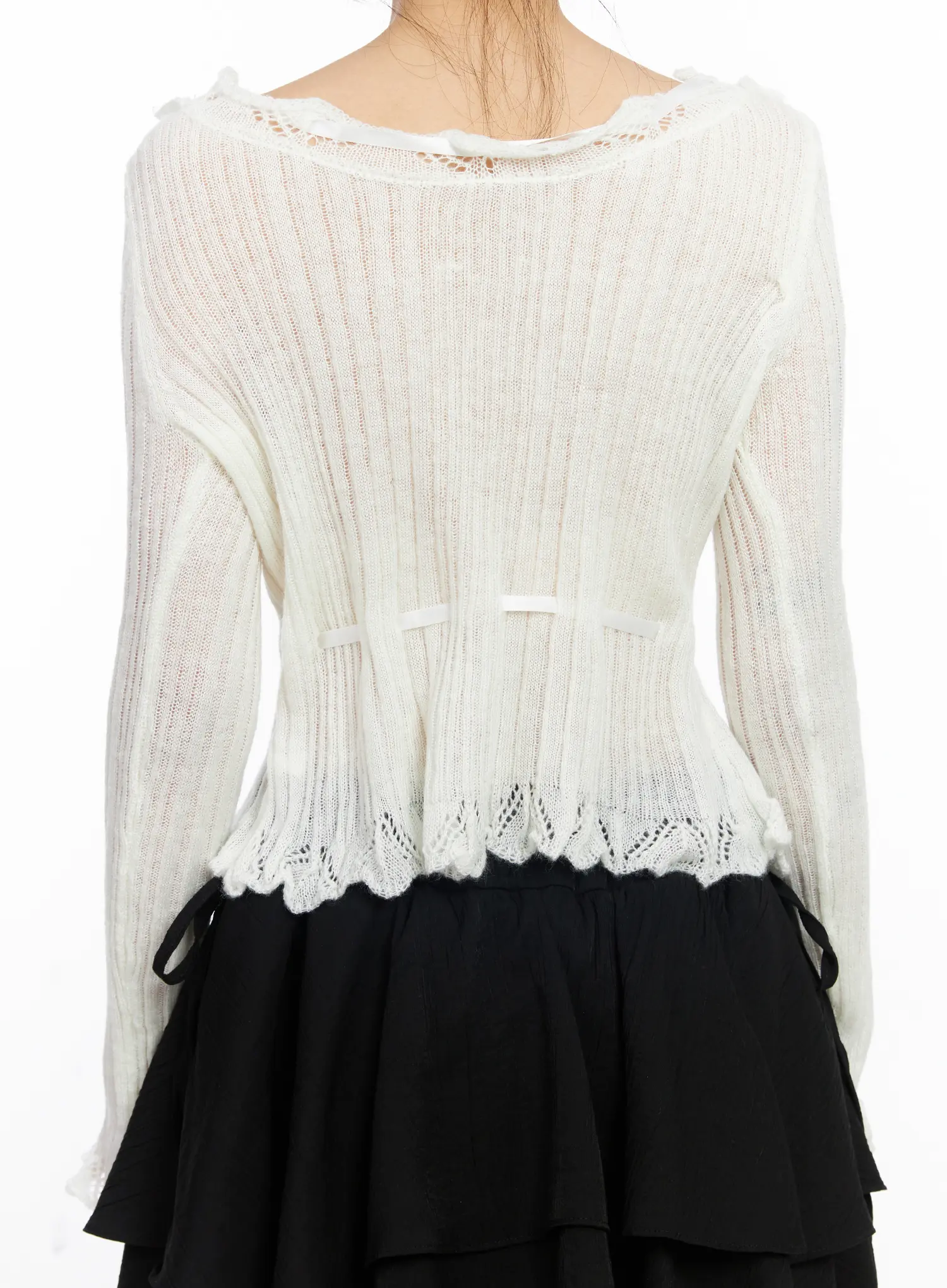 Romantic Frill Ribbon Knit Cardigan CJ523 - Image 16