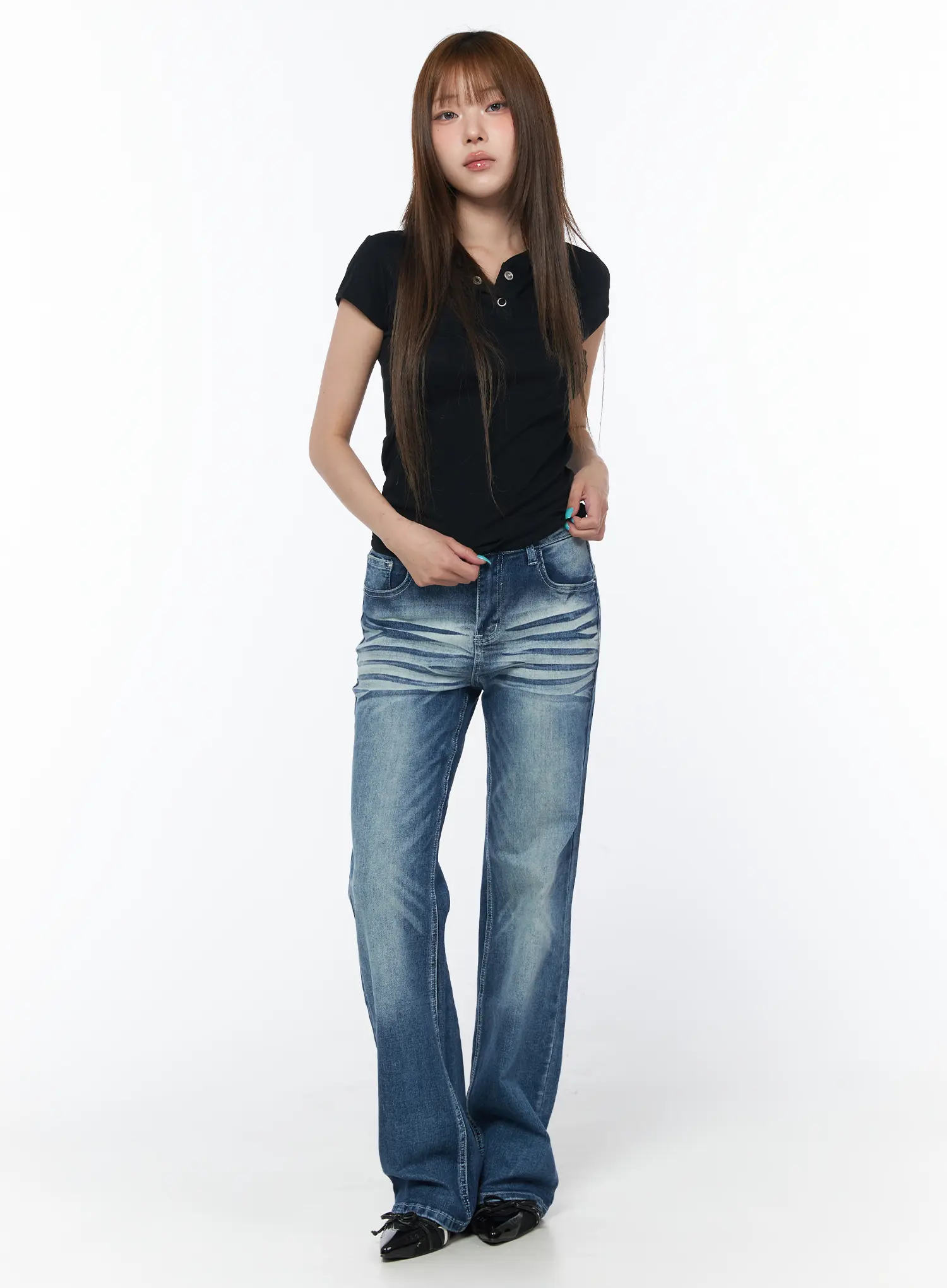 Romi Washed Flare Jeans CY529 - Image 5