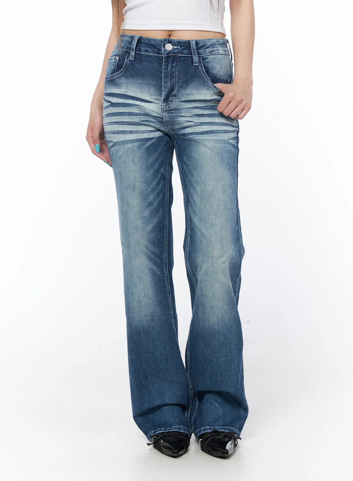 Romi Washed Flare Jeans CY529 - Image 9