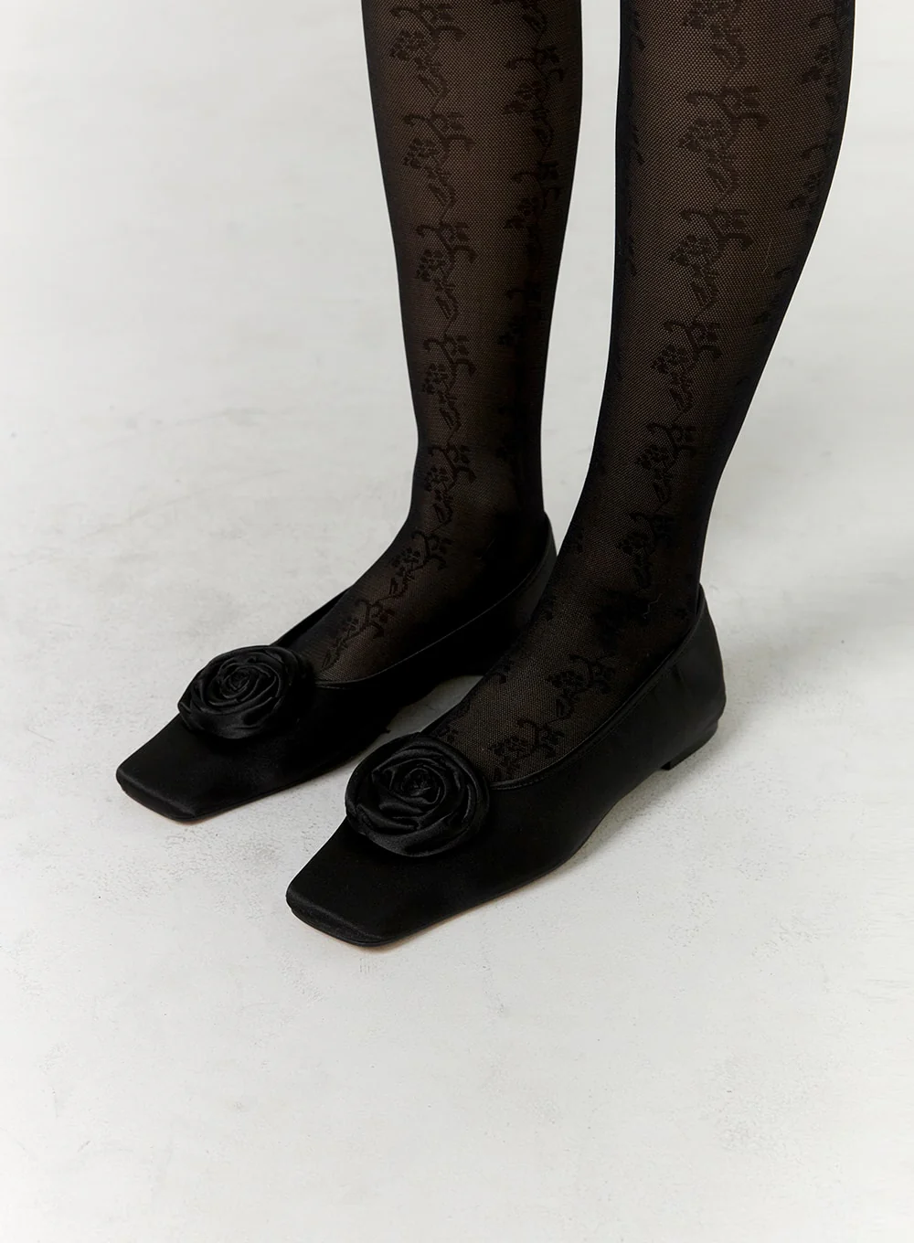 Rose Corsage Square Toe Ballet Flats CD315 - Image 3