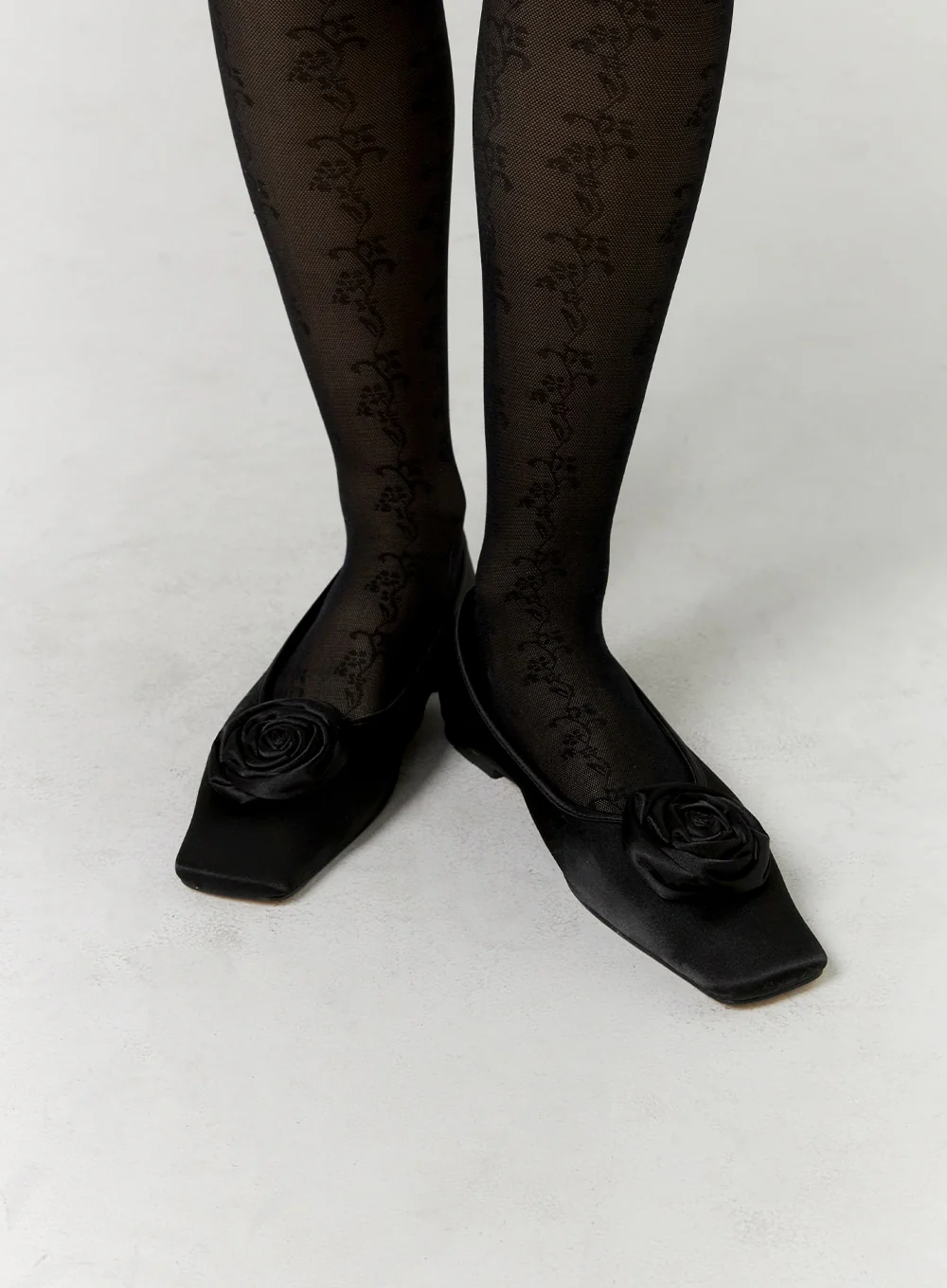 Rose Corsage Square Toe Ballet Flats CD315 - Image 4