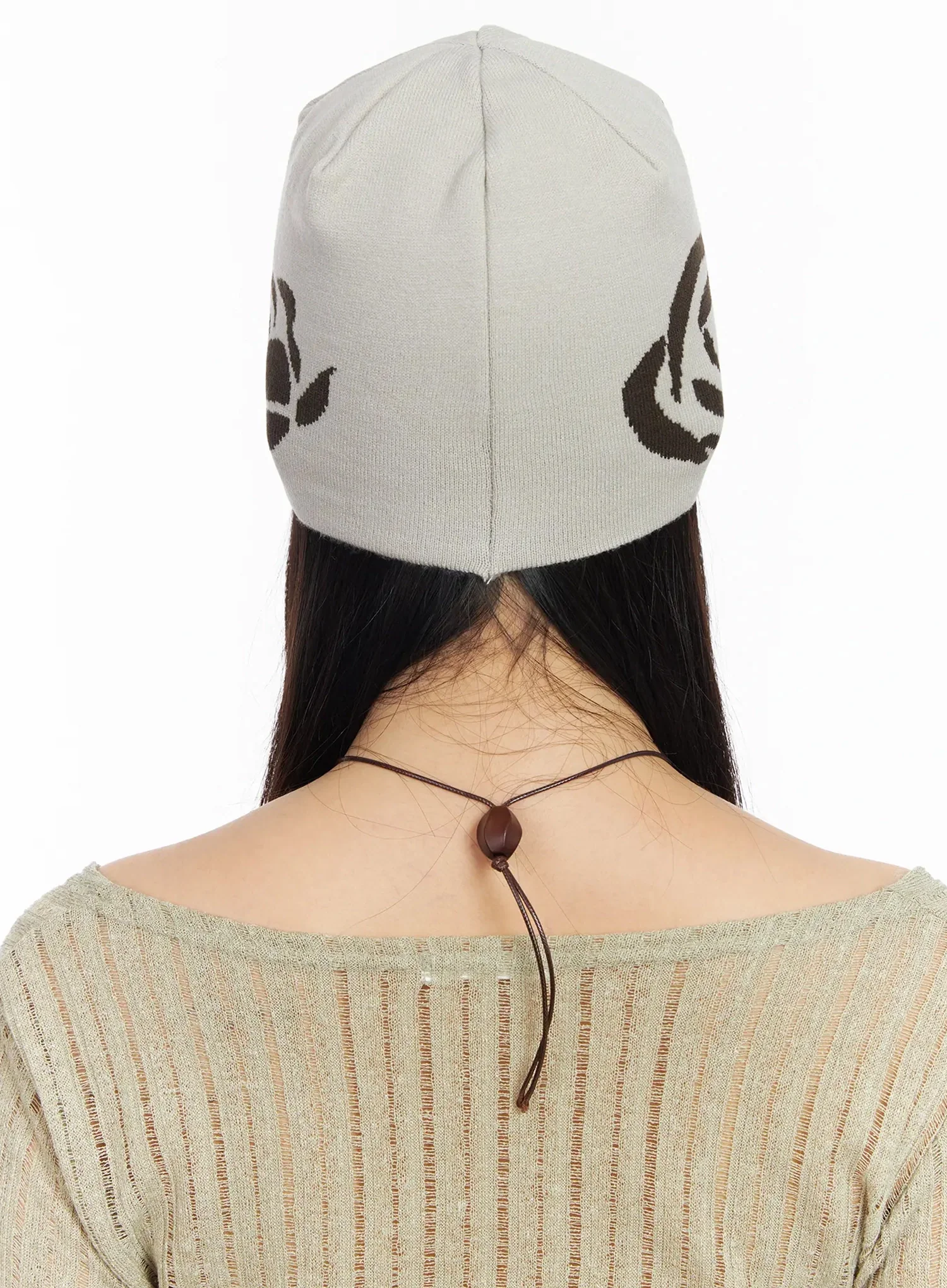 Rose Pattern Knit Beanie IA523 - Image 7