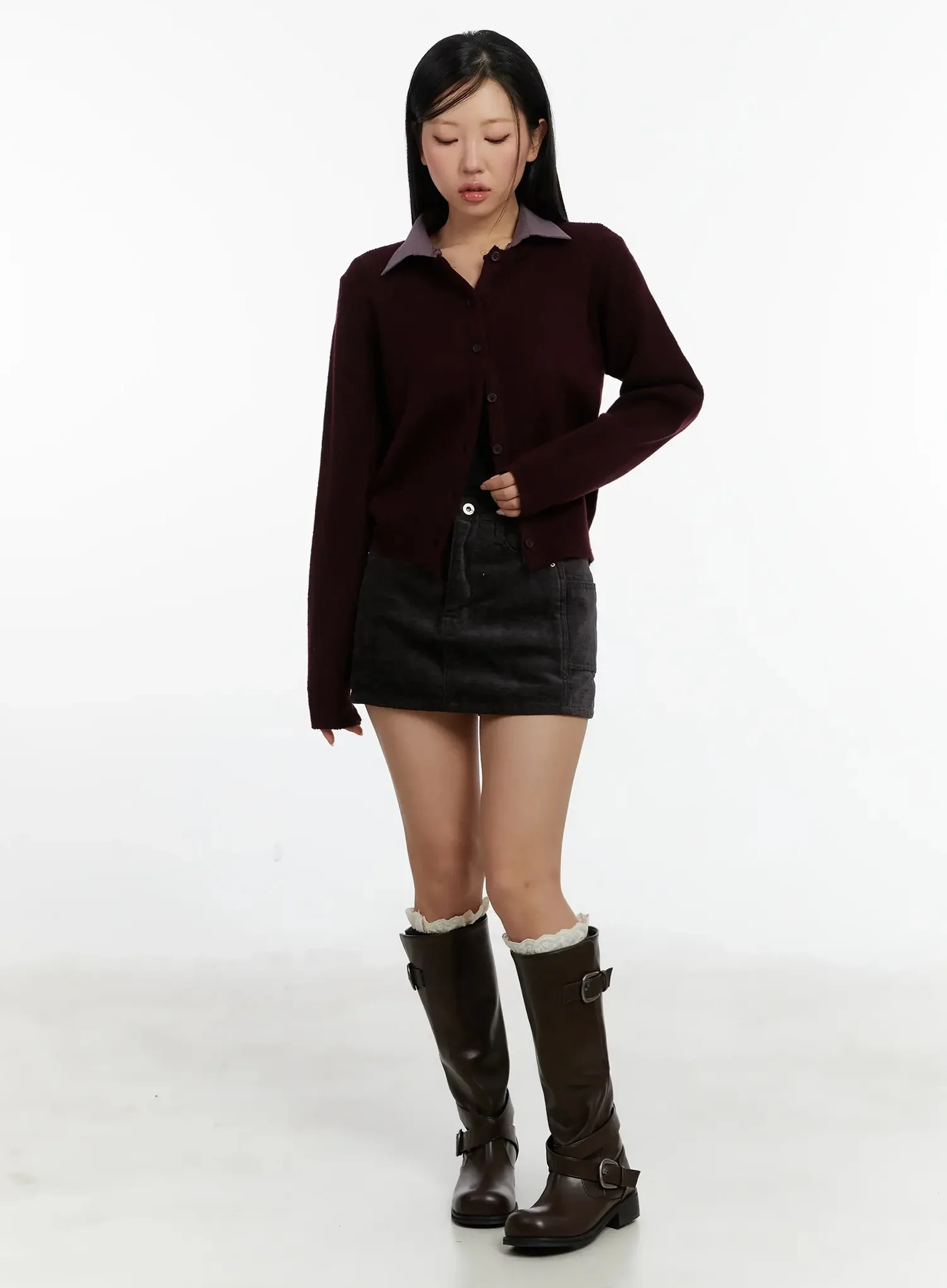 Round Neck Knit Cardigan ID525 - Image 9