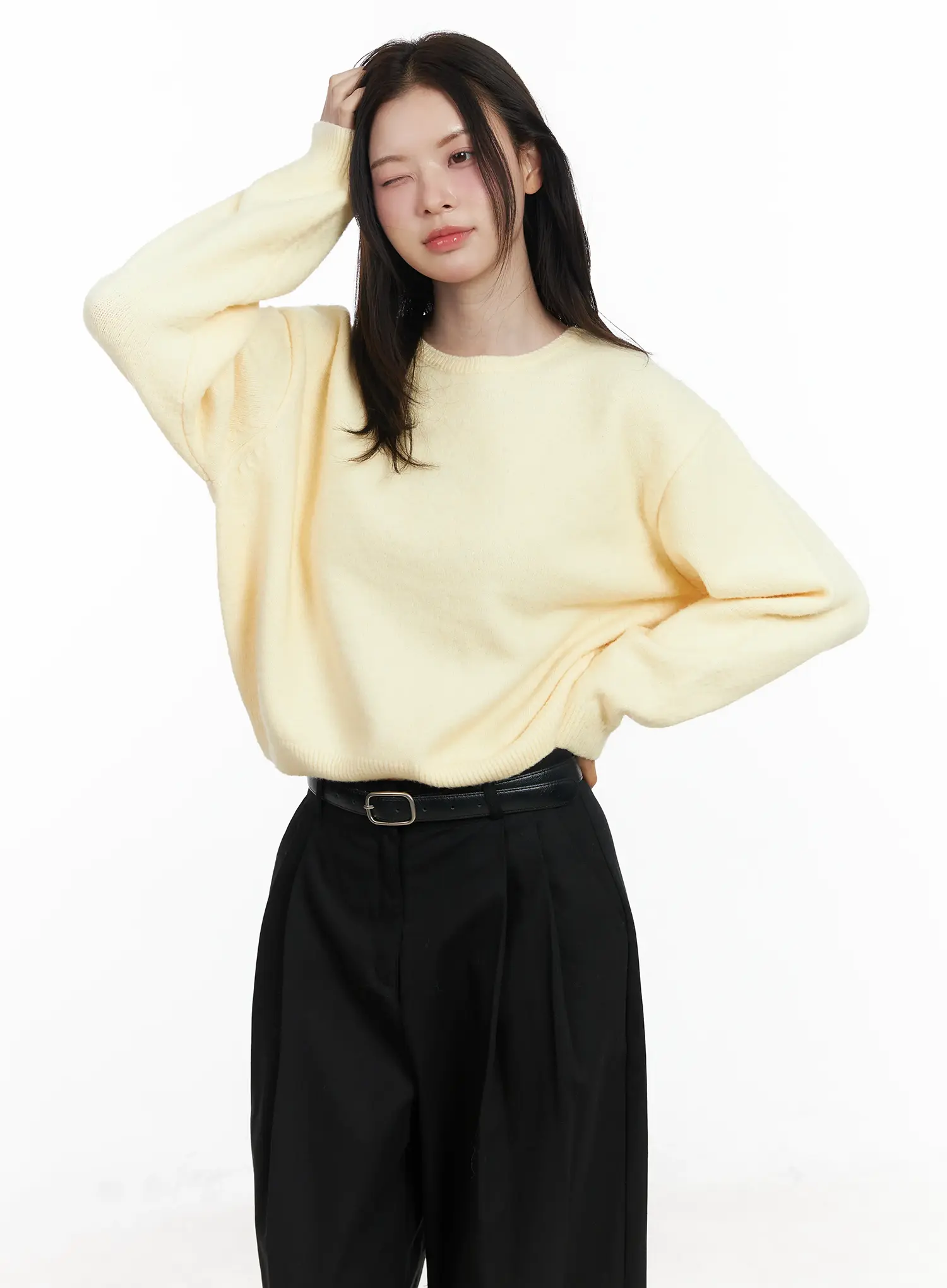 Round Neck Knit Sweater Top IF520 - Image 11