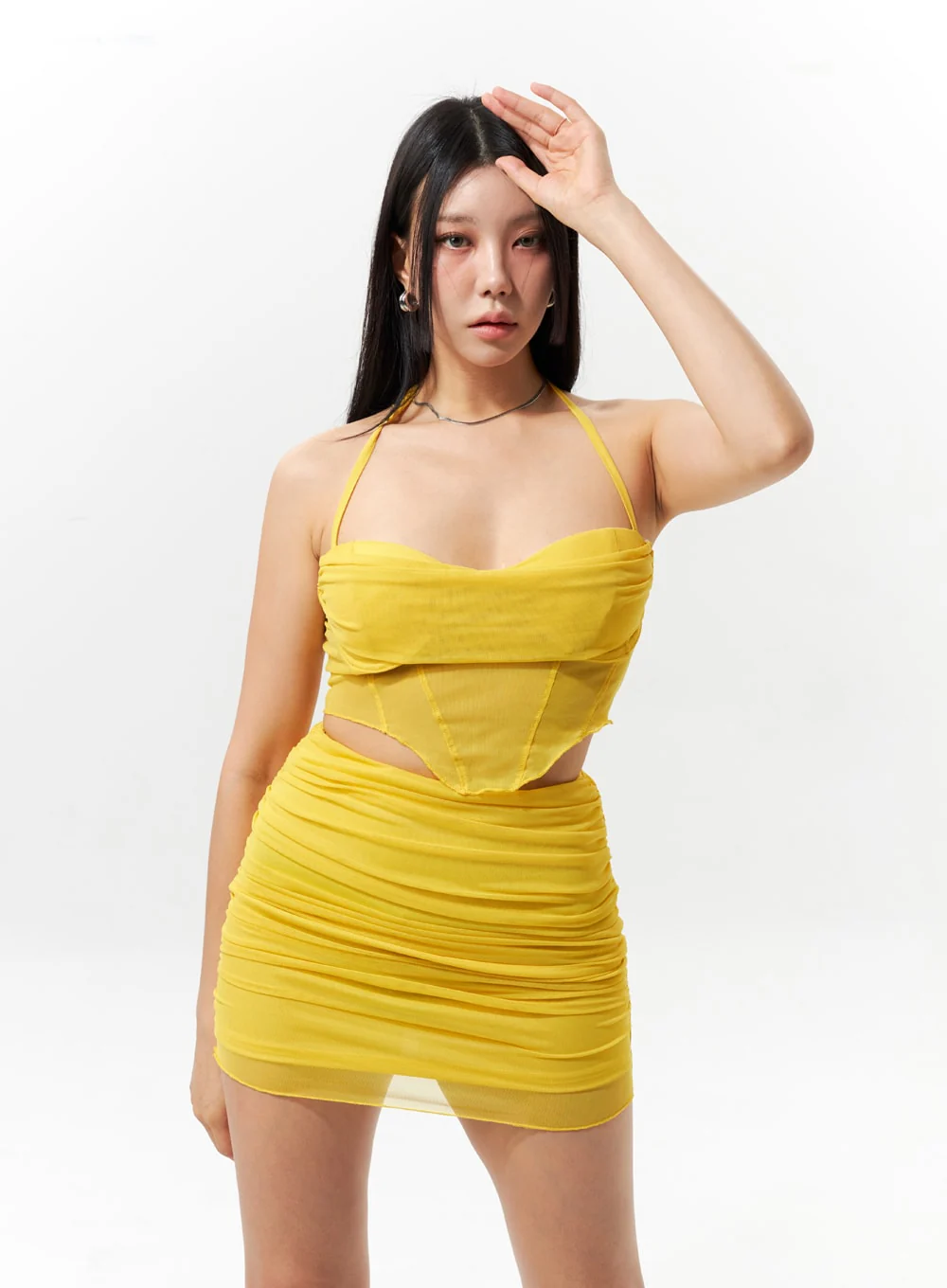 Ruched Mini Skirt And Top Set IU322 - Image 5