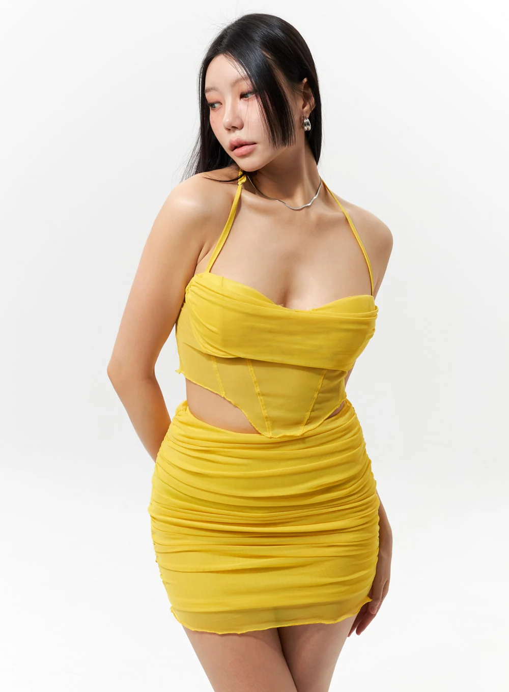 Ruched Mini Skirt And Top Set IU322 - Image 8