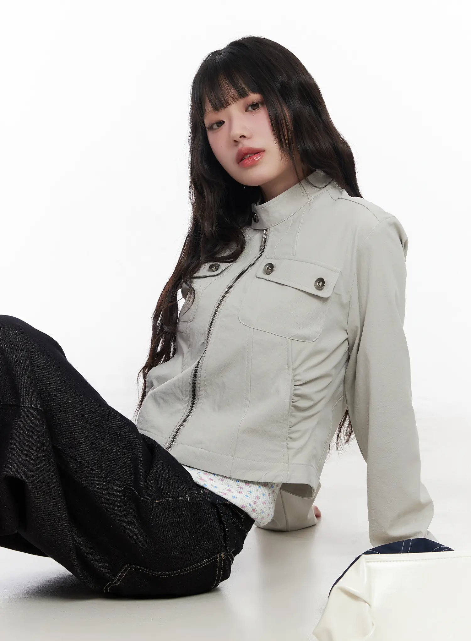 Ruched Pocked Zip-Up Jacket CM526