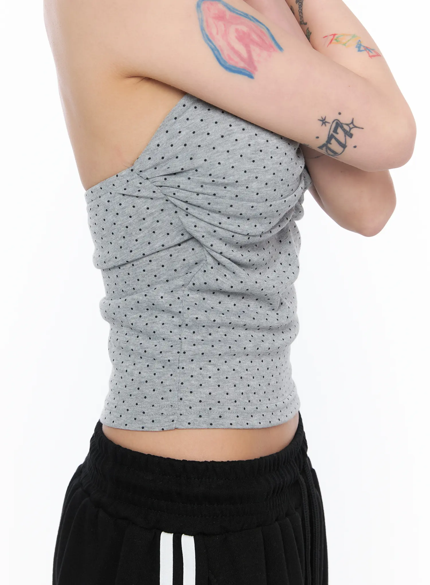 Ruched Polka Dot Strapless Top CA527 - Image 9
