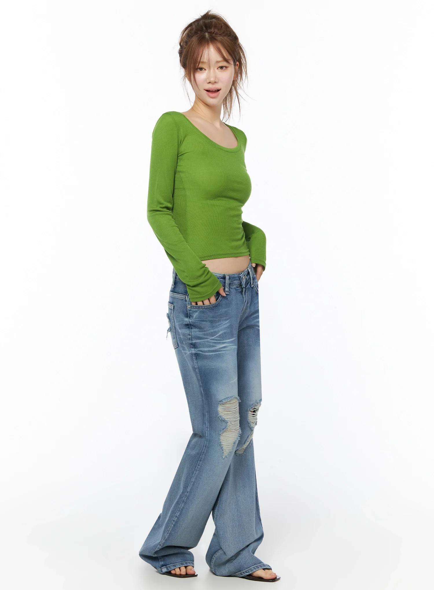 Rue Distressed Bootcut Flare Jeans IU525 - Image 3
