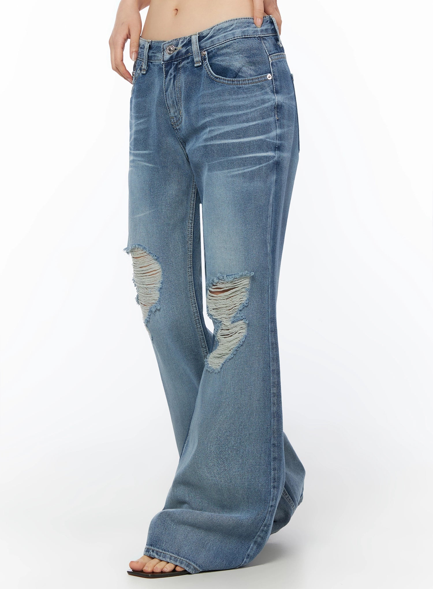 Rue Distressed Bootcut Flare Jeans IU525 - Image 5