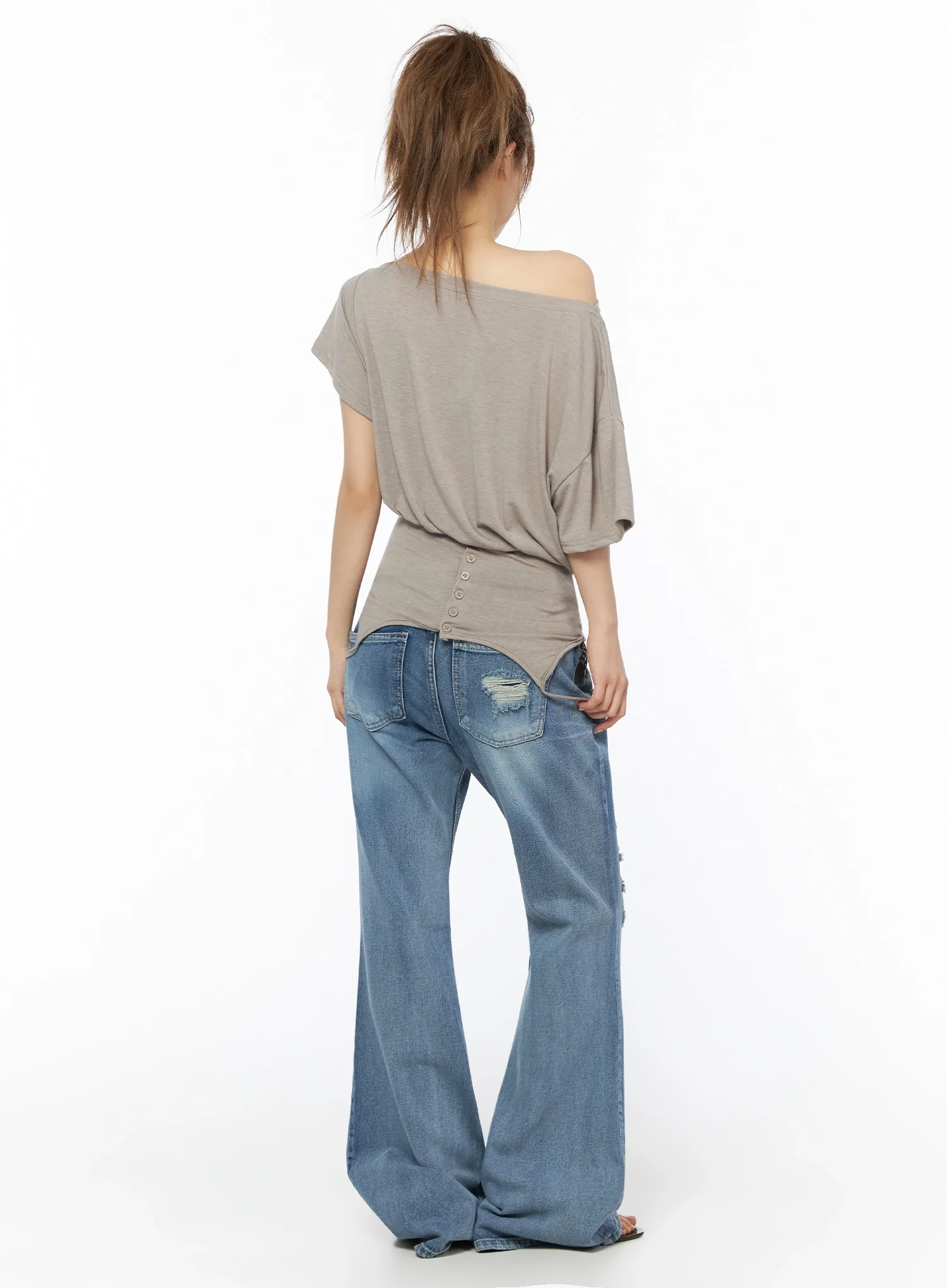 Rue Distressed Bootcut Flare Jeans IU525 - Image 8