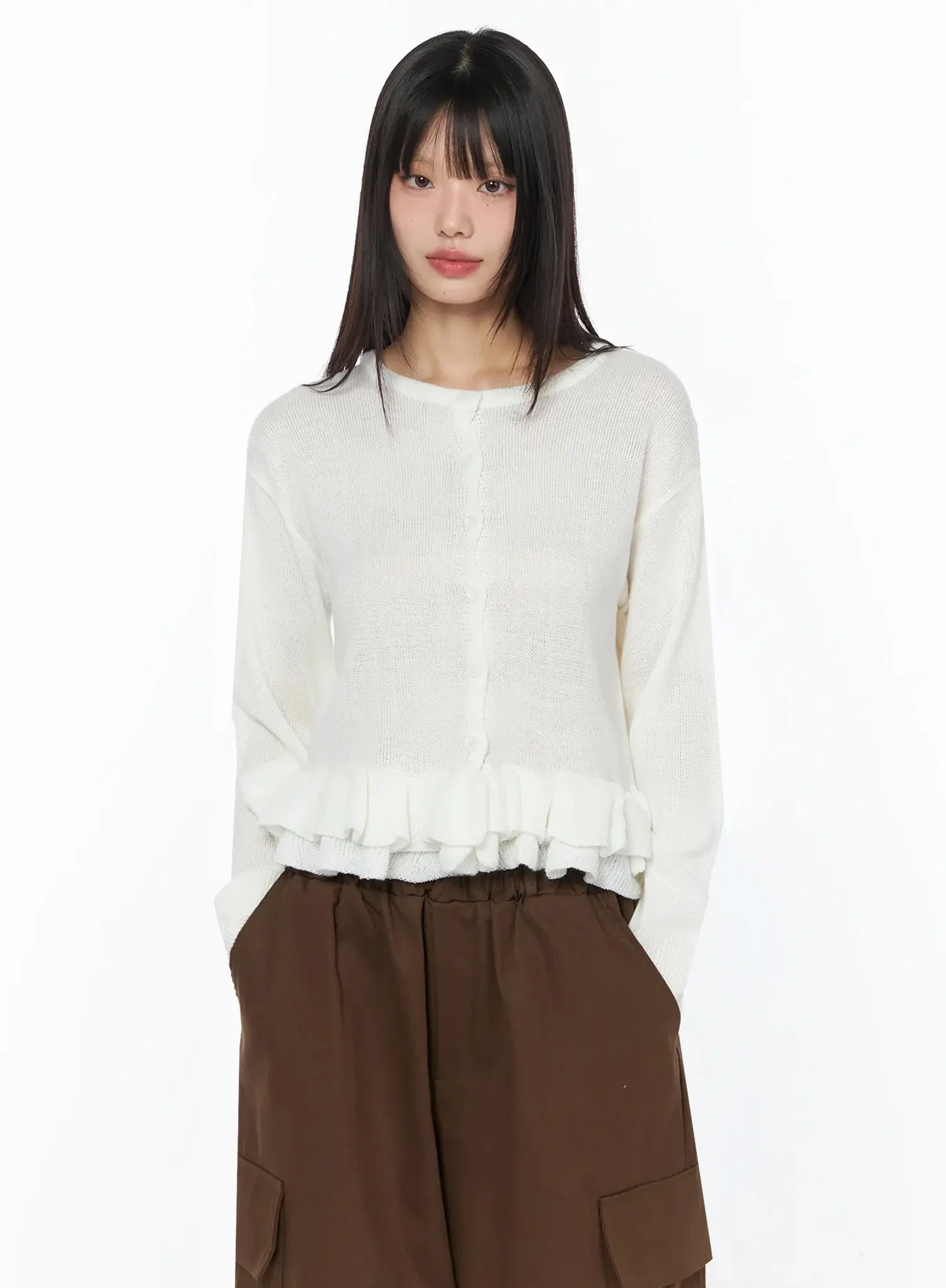 Ruffle Frill Knit Cardigan IY526 - Image 13