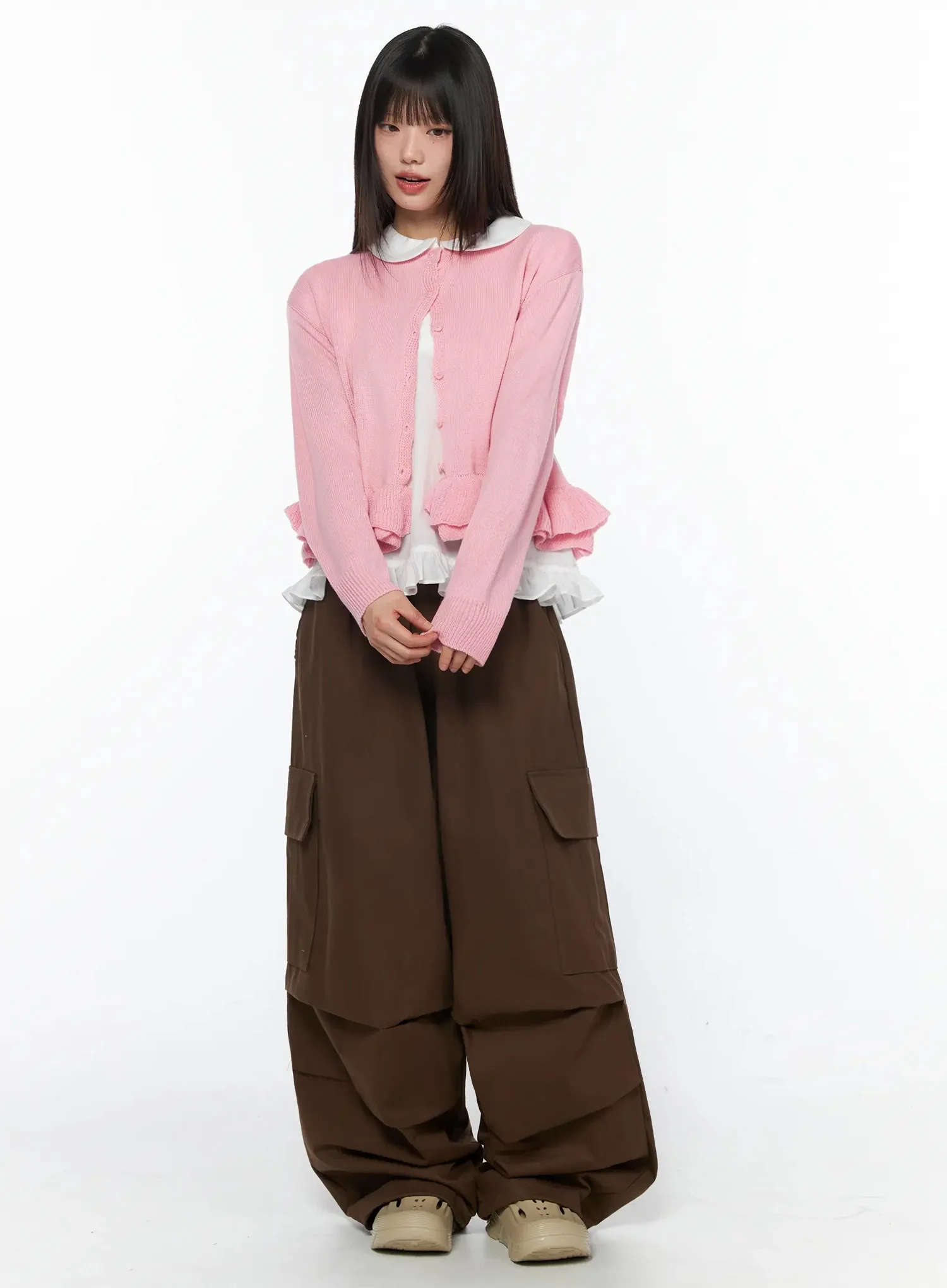 Ruffle Frill Knit Cardigan IY526 - Image 3