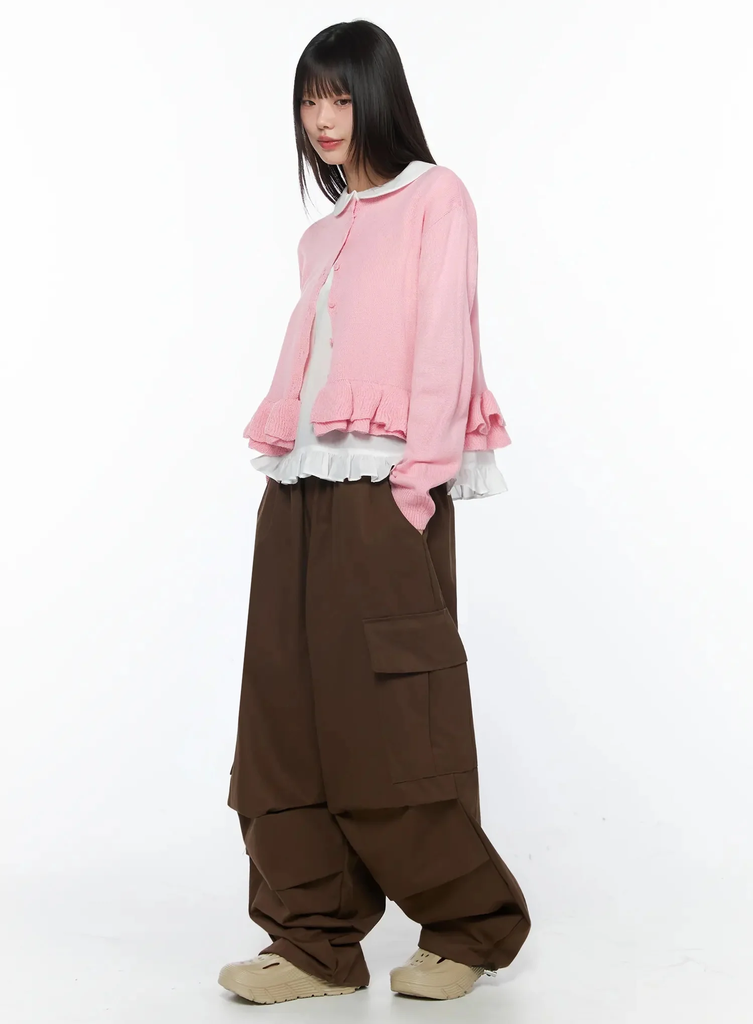 Ruffle Frill Knit Cardigan IY526 - Image 4
