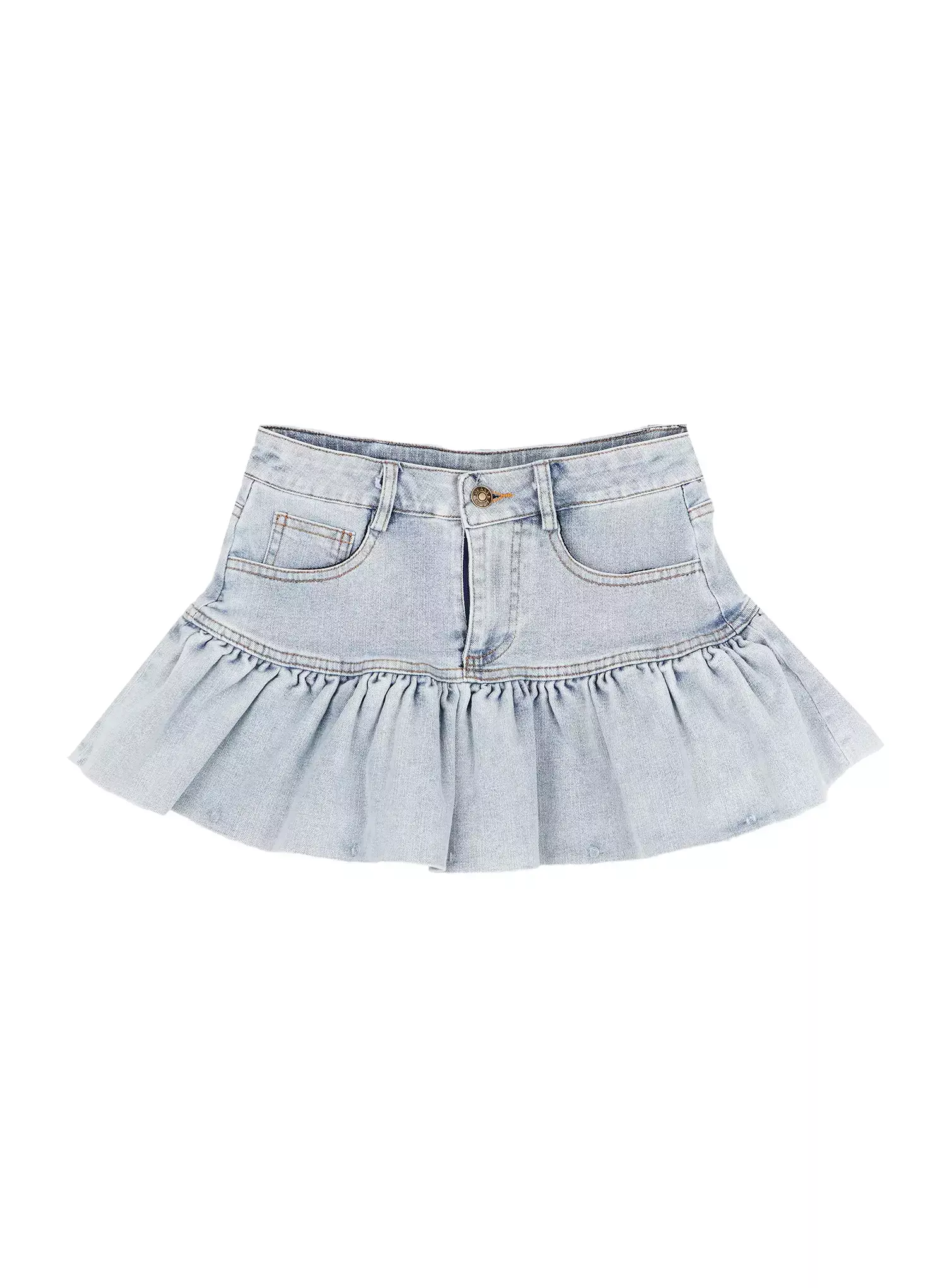 Ruffle Hem Denim Mini Skirt CU515 - Image 13