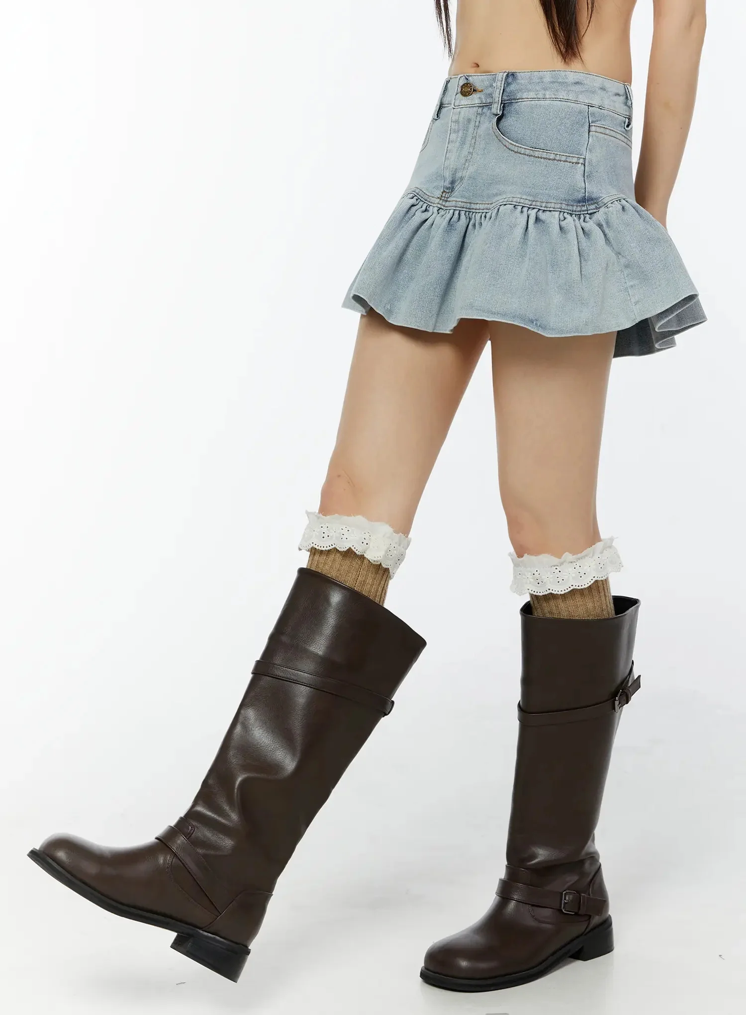 Ruffle Hem Denim Mini Skirt CU515 - Image 5