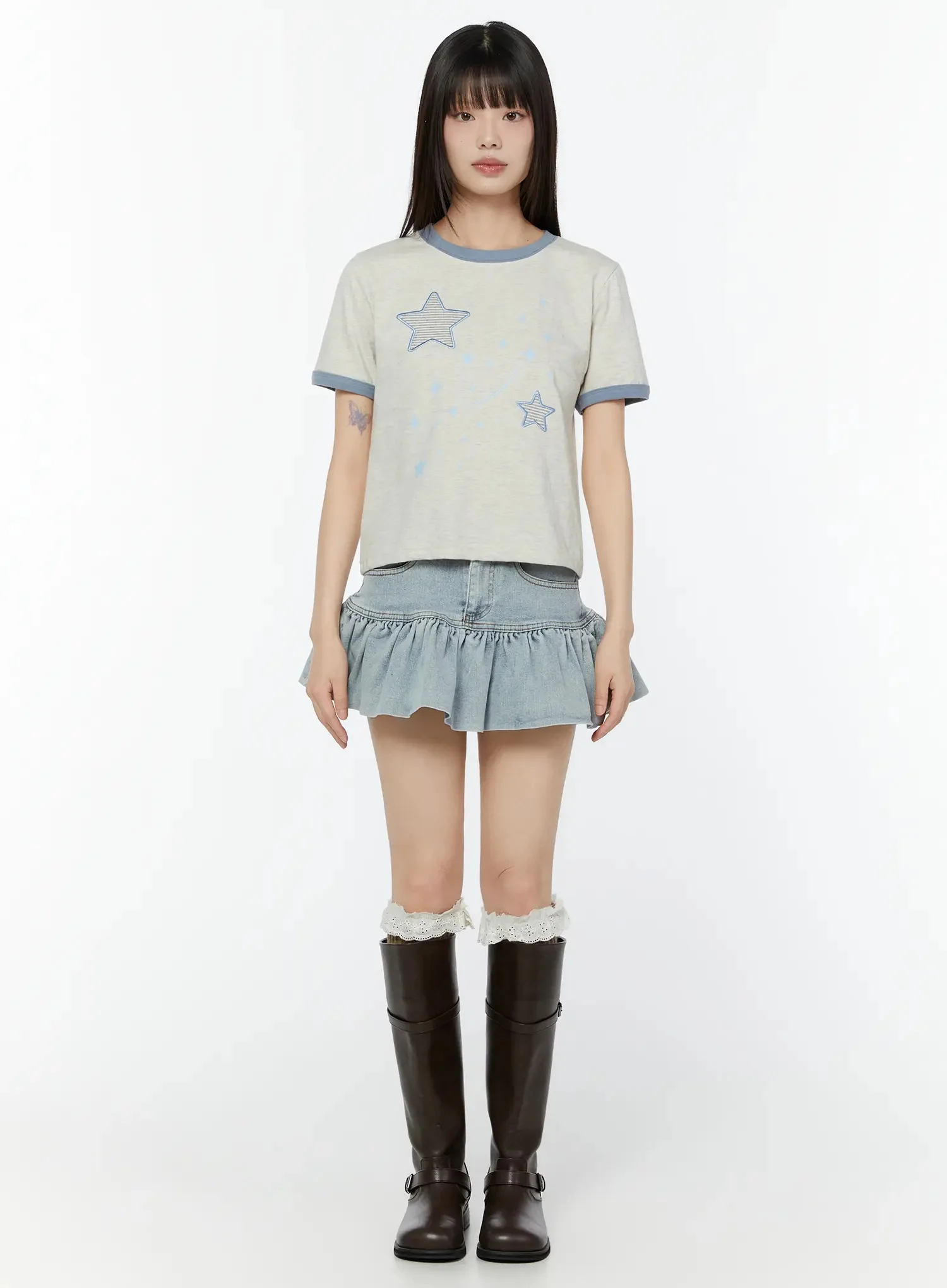 Ruffle Hem Denim Mini Skirt CU515 - Image 6