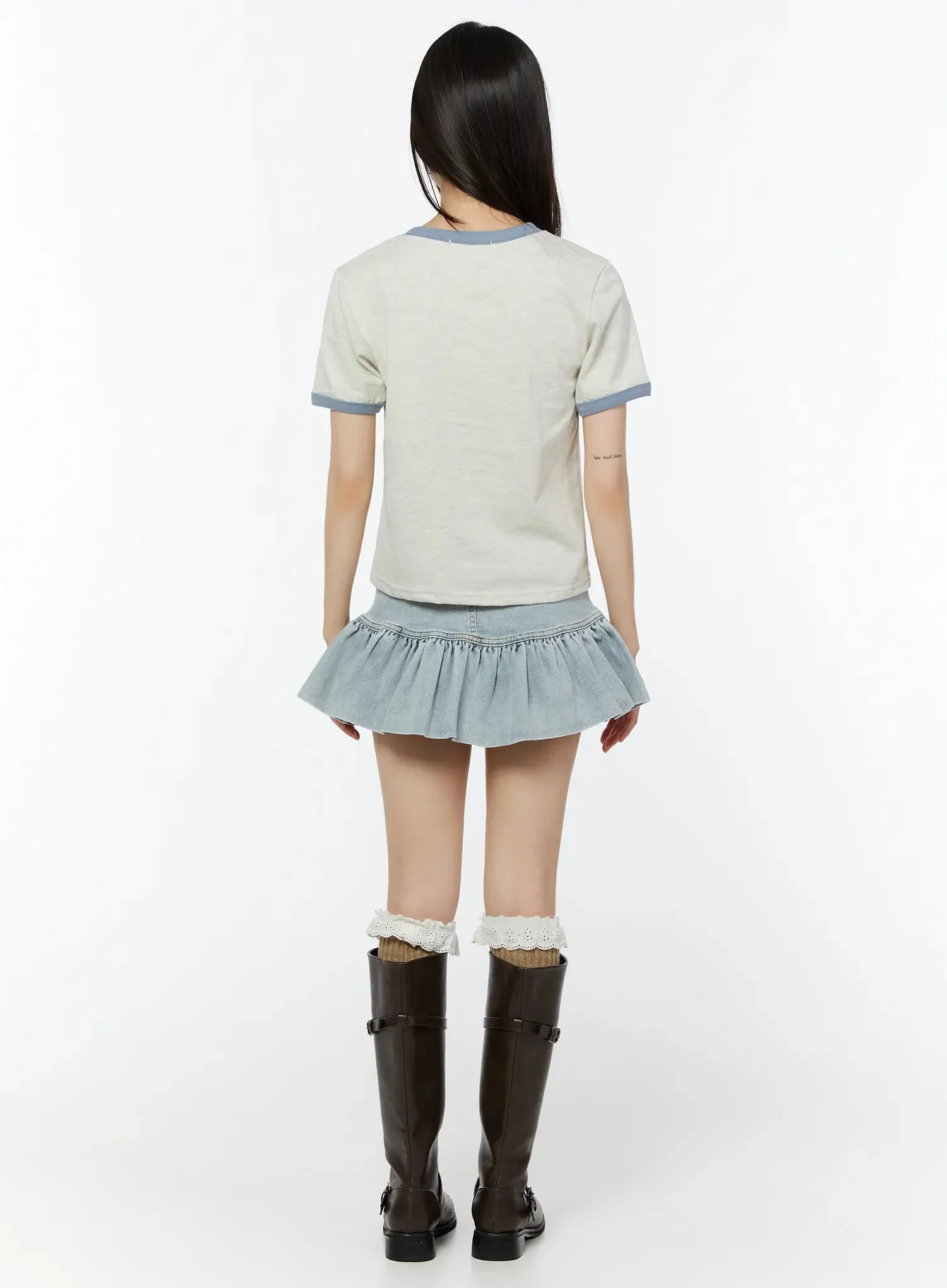 Ruffle Hem Denim Mini Skirt CU515 - Image 8