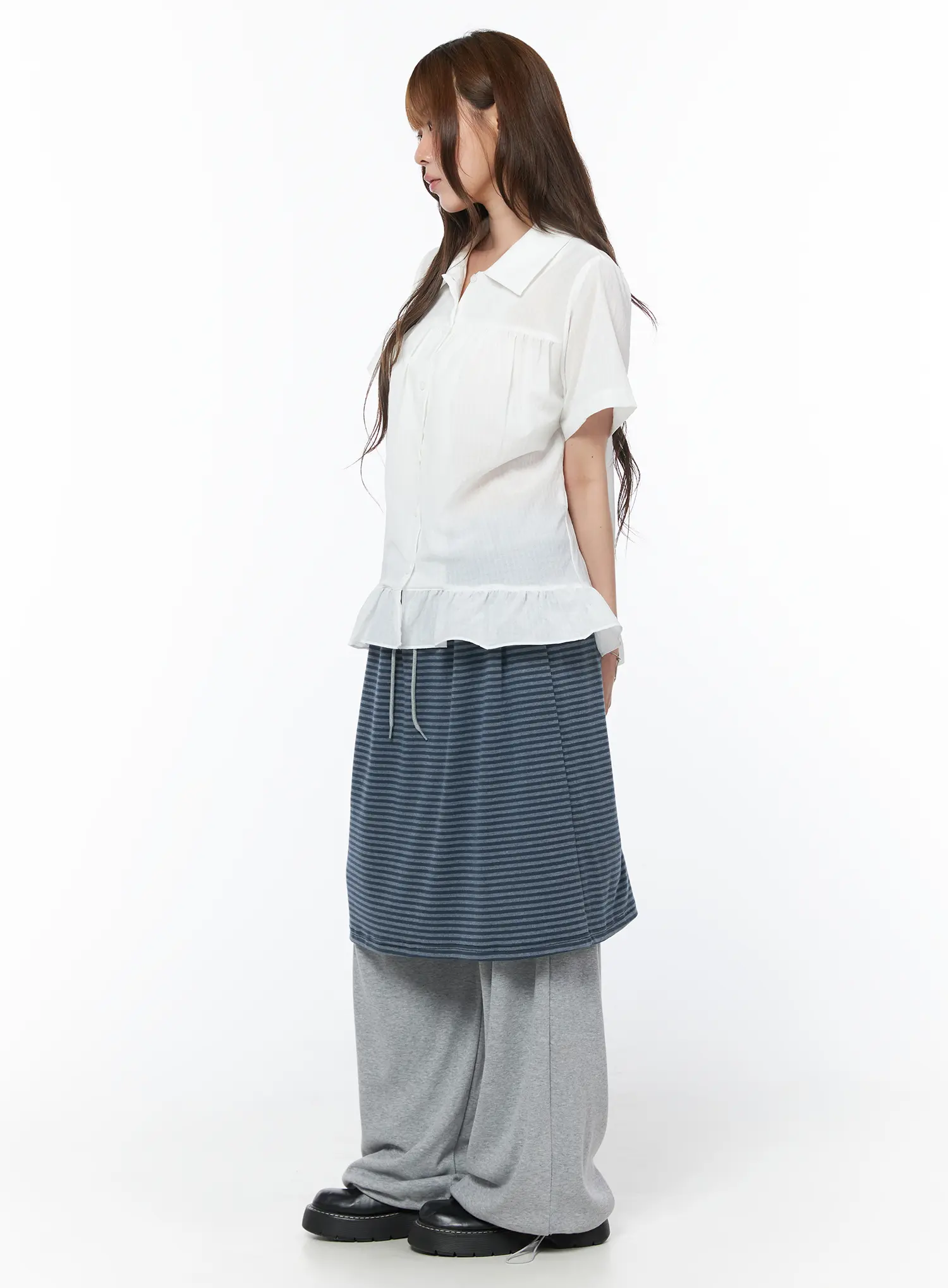 Ruffle Hem Short Sleeve Shirt CY529 - Image 4