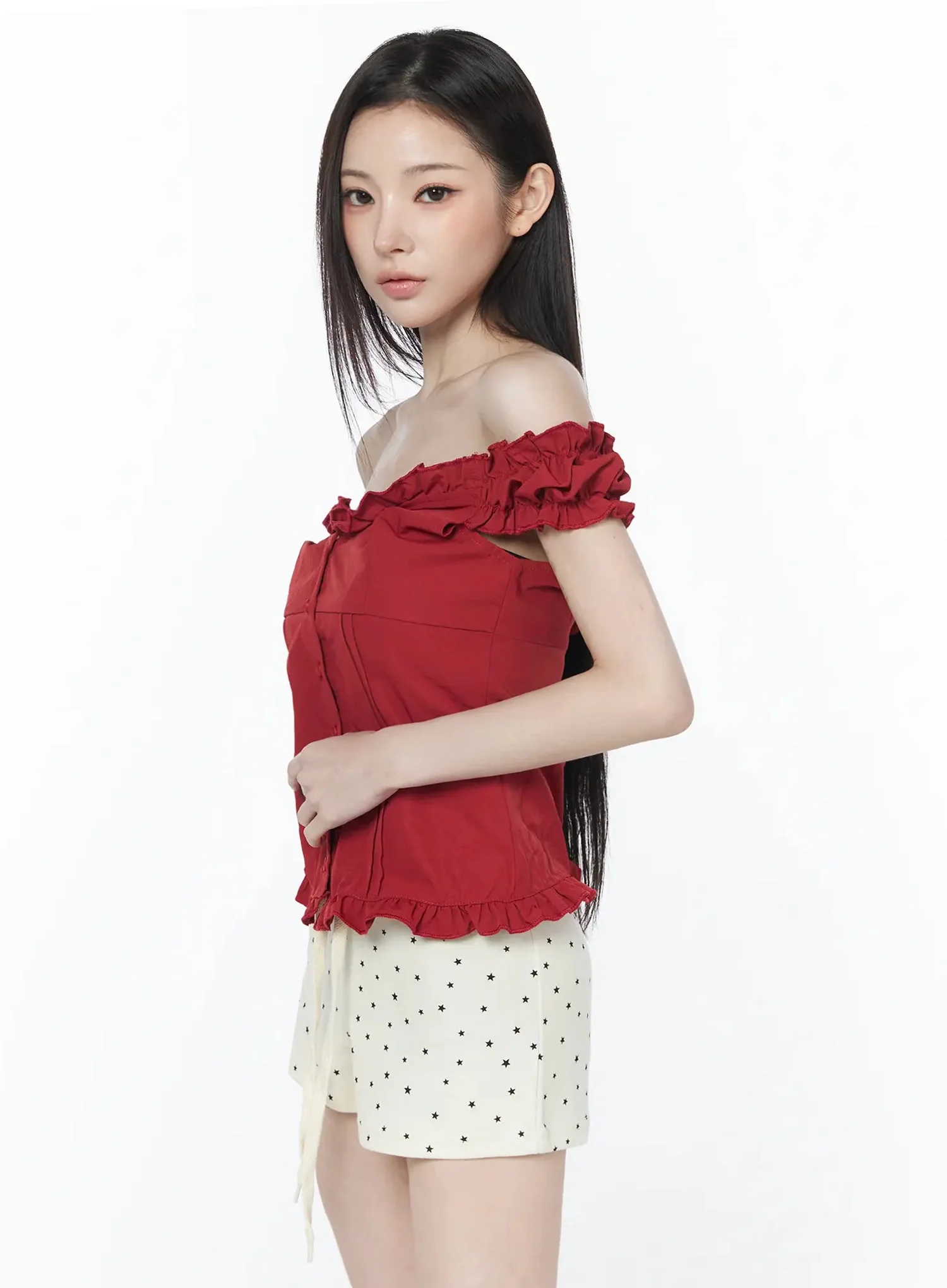 Ruffled Off-Shoulder Short Sleeve Blouse IU512 - Image 13