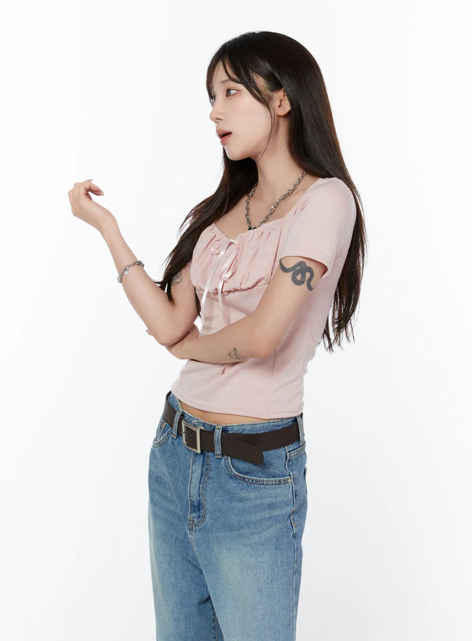 Ruffled Ribbon Short Sleeve Top CY514 - Image 11