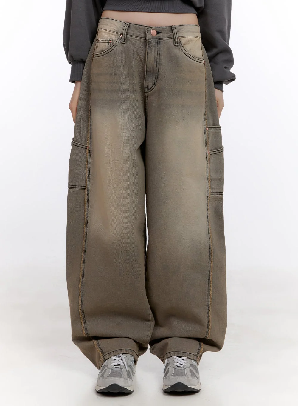 Sara Stitched Pocket Baggy Jeans CF512 - Image 2