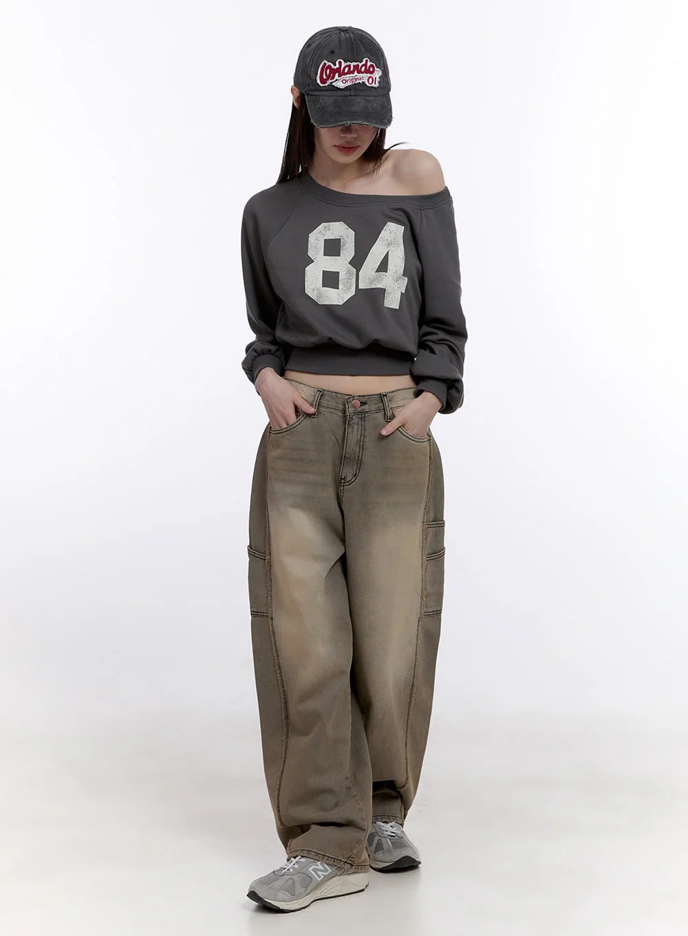 Sara Stitched Pocket Baggy Jeans CF512 - Image 3