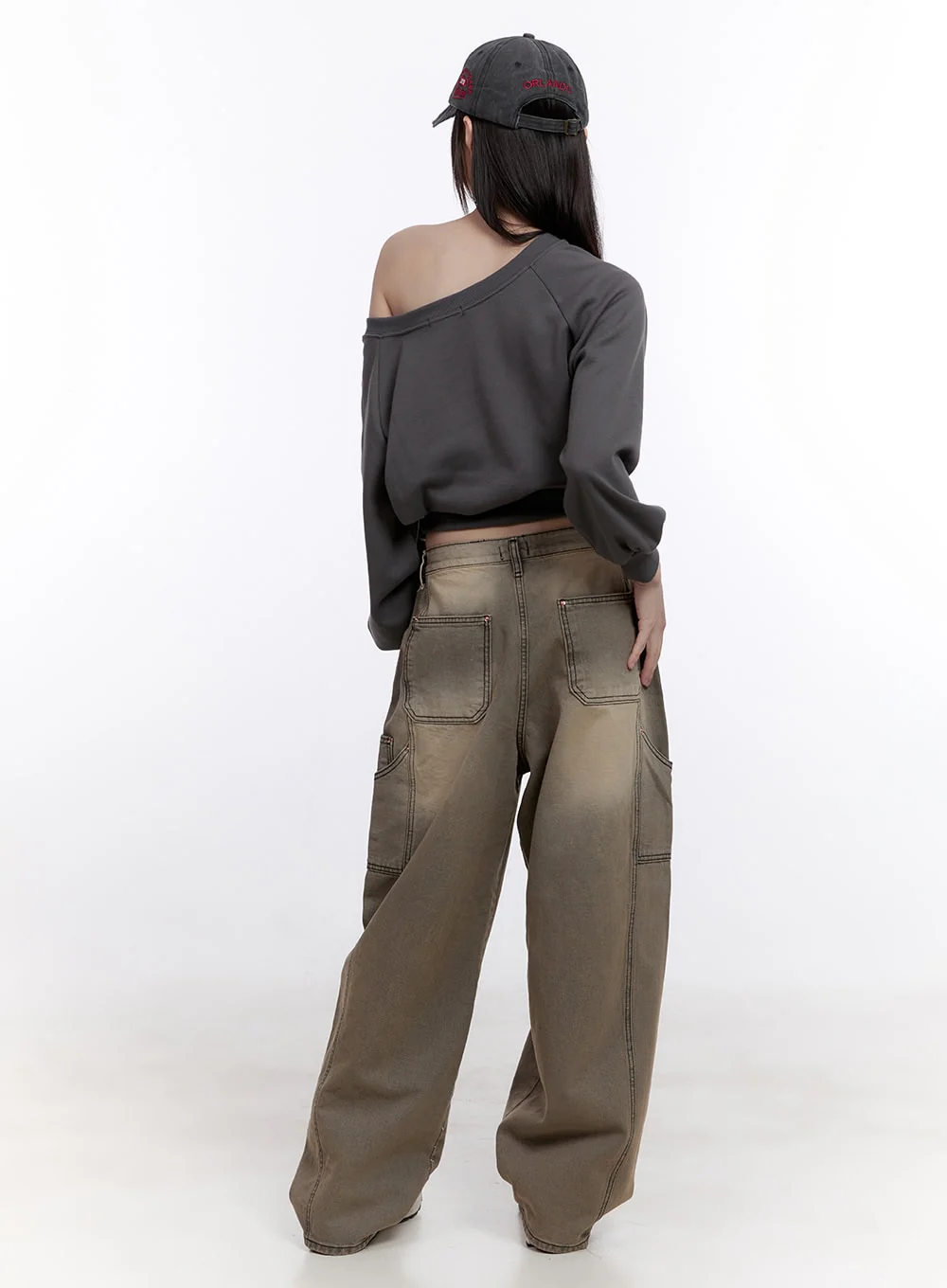 Sara Stitched Pocket Baggy Jeans CF512 - Image 5