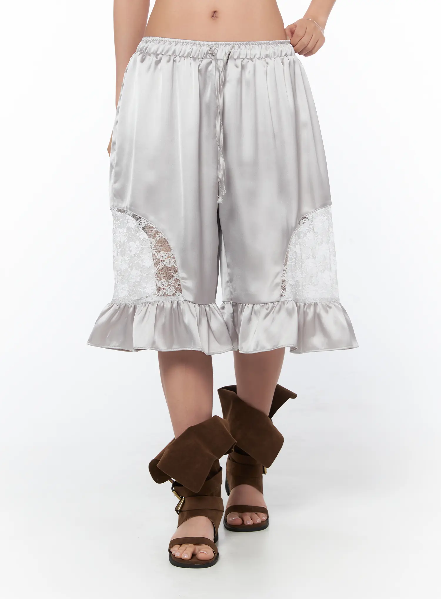 Satin Ruffle Lace Shorts CY512 - Image 3