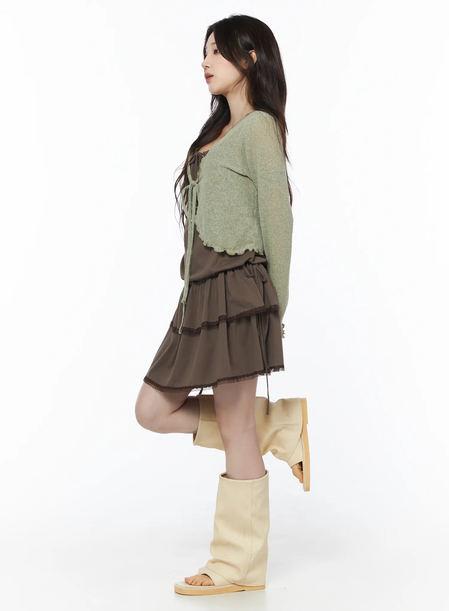 Scallop Trim Tie-Front Cardigan CU504 - Image 4