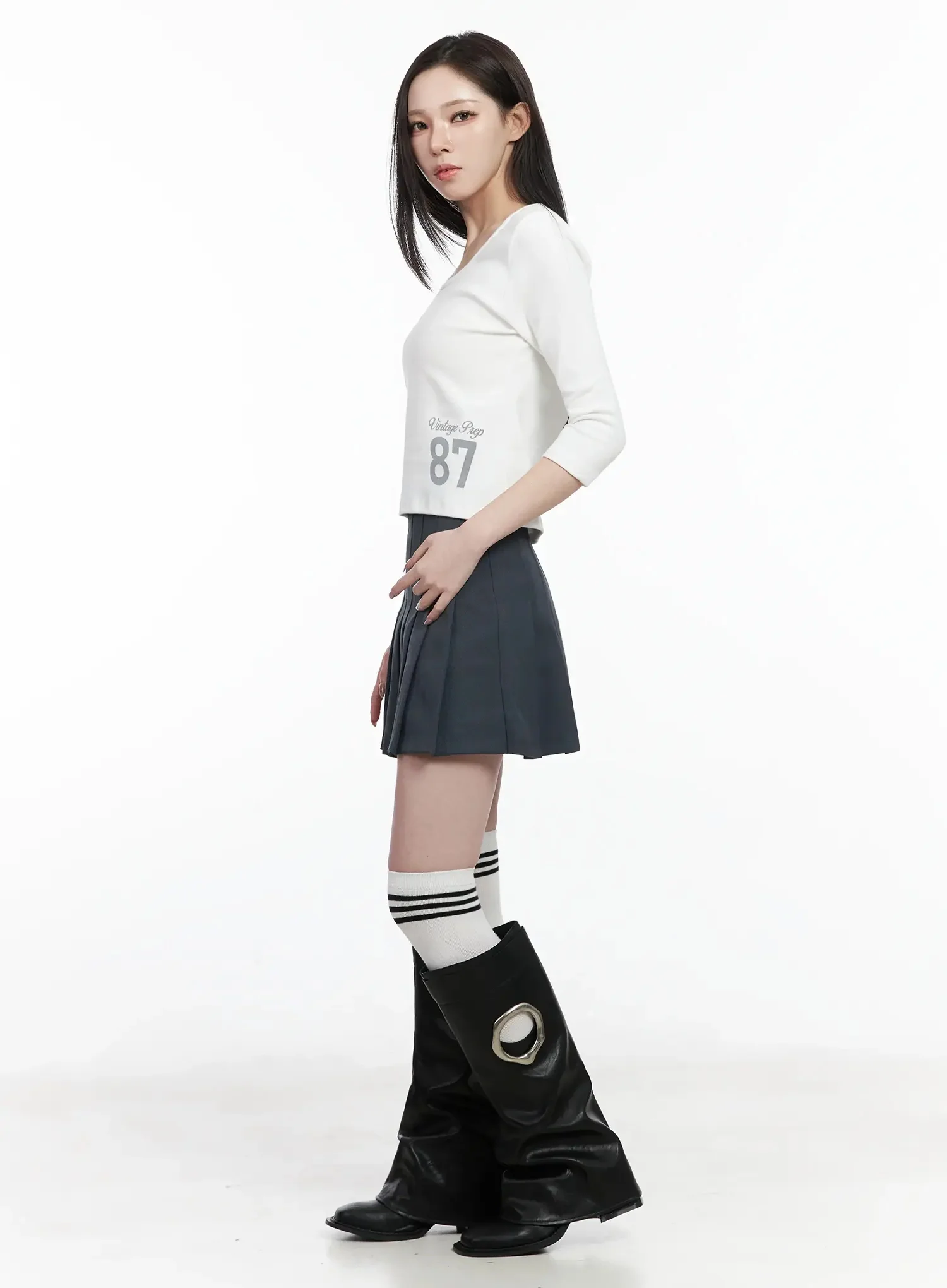 School Girl Mini Skirt IJ528 - Image 7