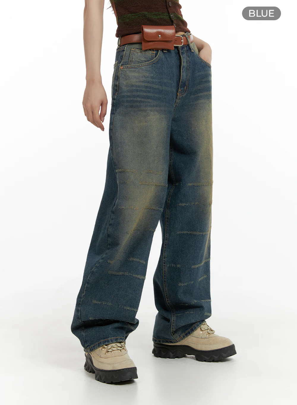 Scratch Textured Baggy Jeans CM405 - Image 6