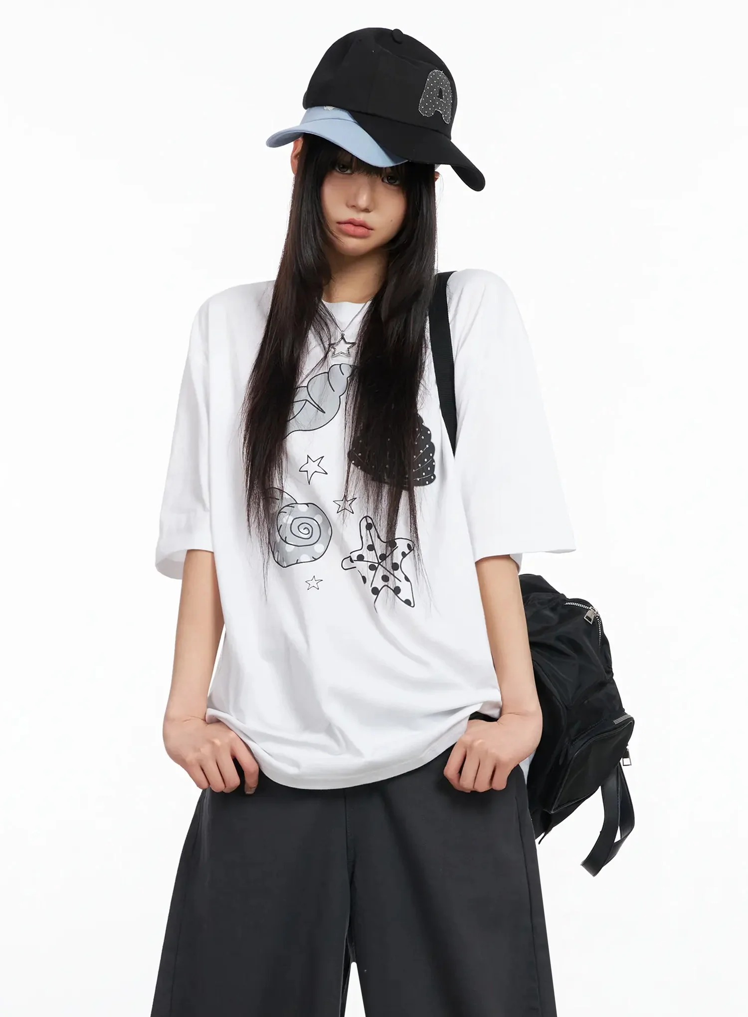 Seashell Graphic Oversized T-Shirt IA523