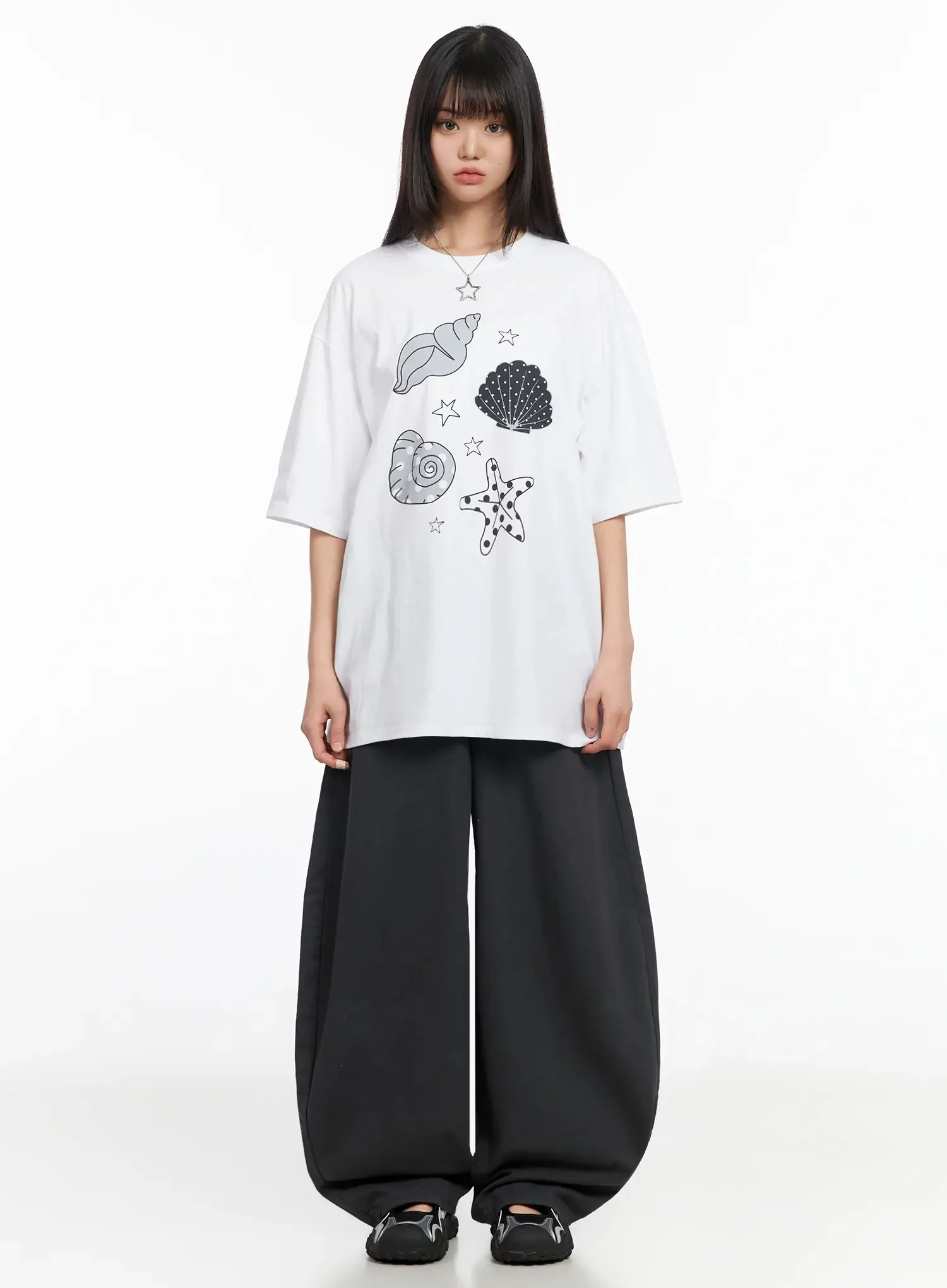 Seashell Graphic Oversized T-Shirt IA523 - Image 10