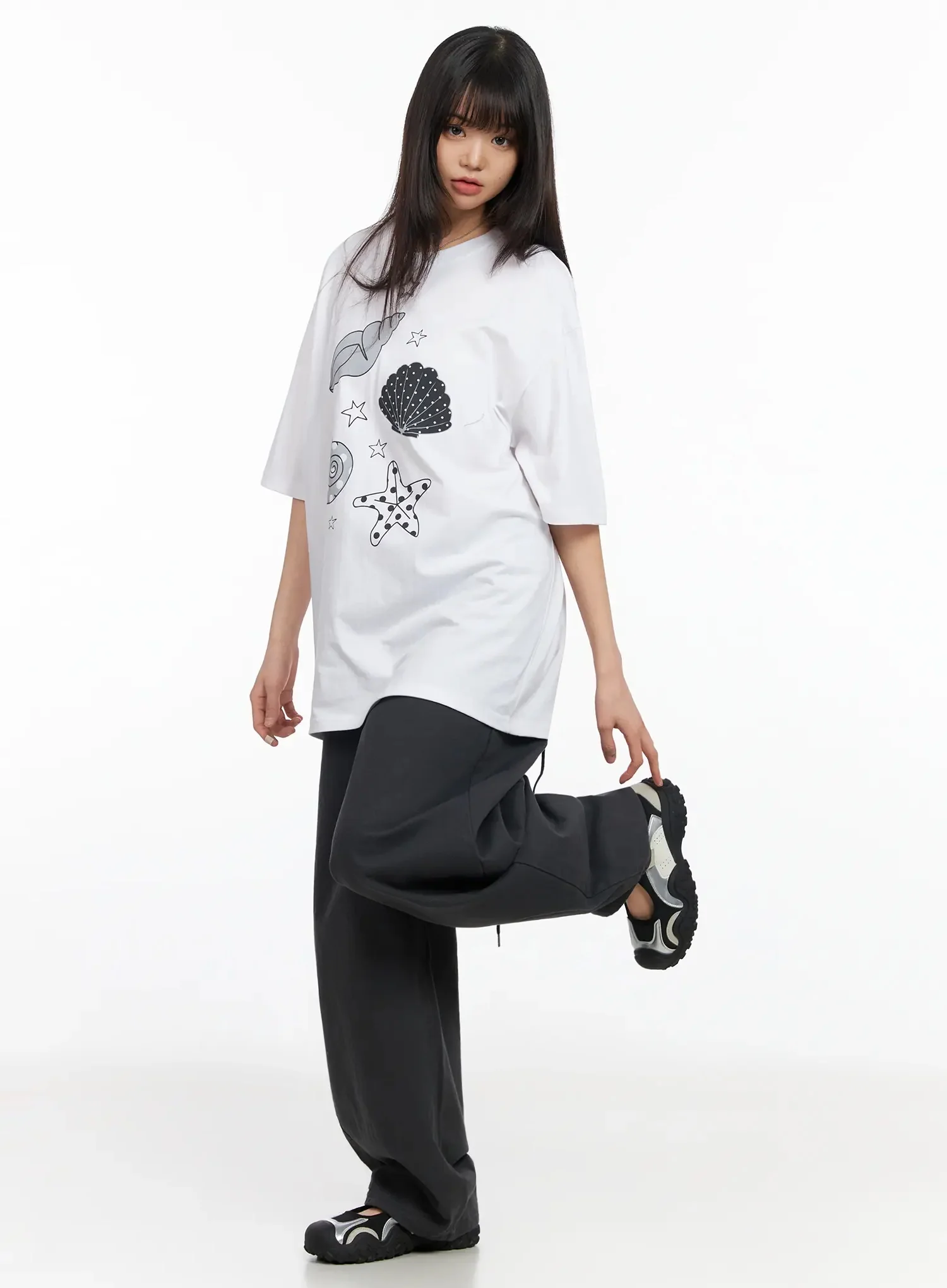 Seashell Graphic Oversized T-Shirt IA523 - Image 6
