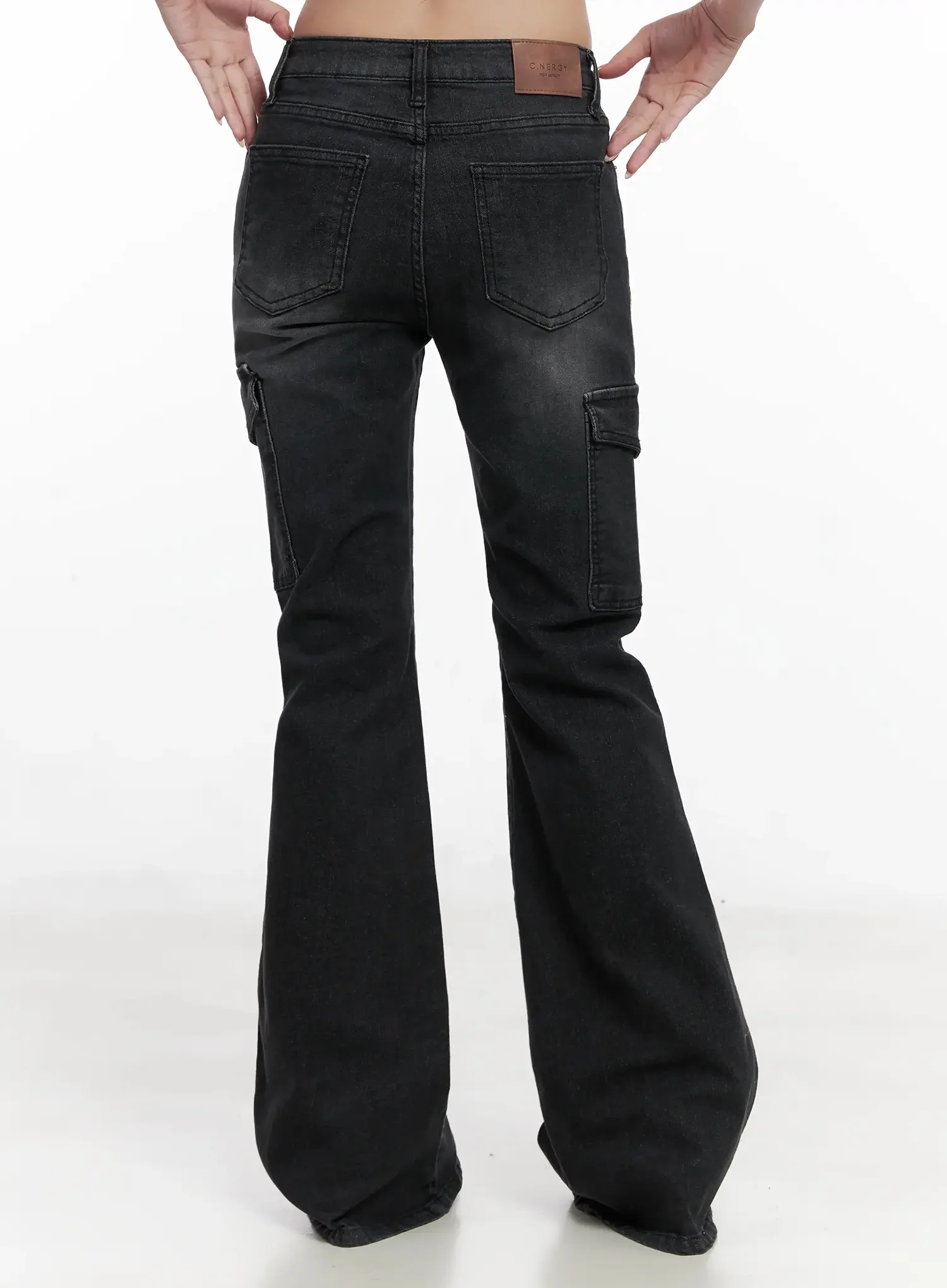 Seowon Black Cargo Low-Rise Bootcut Jeans IN514 - Image 11