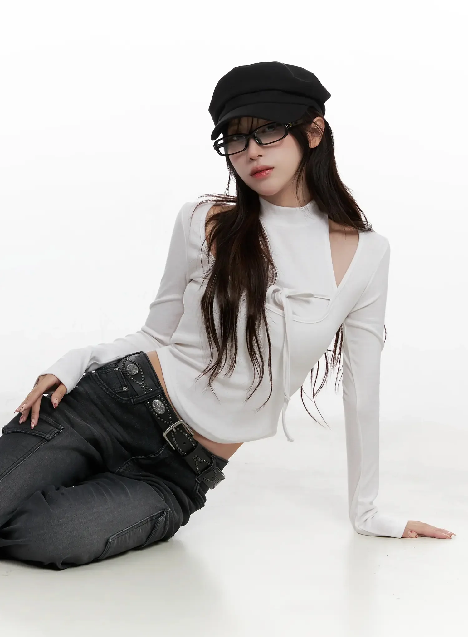 Seowon Black Cargo Low-Rise Bootcut Jeans IN514 - Image 14