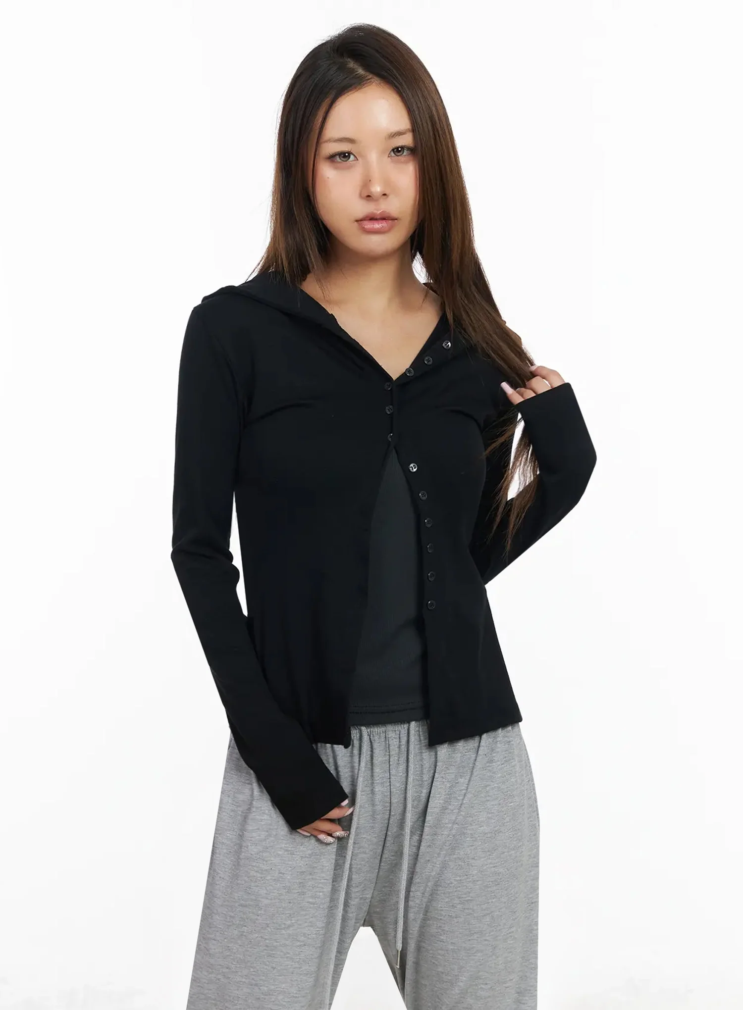 Shane Button Slim Fit Hooded Cardigan IY515 - Image 3